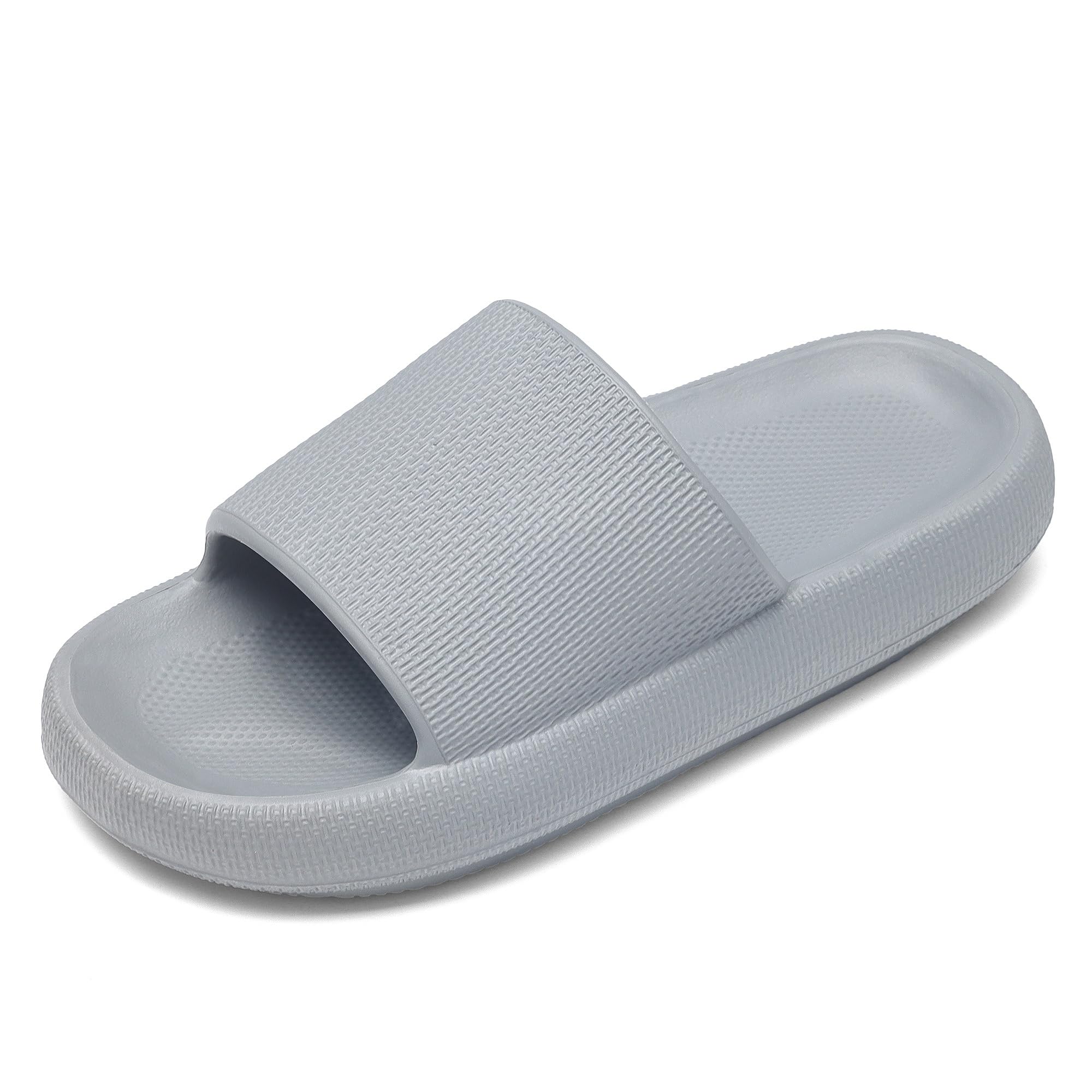 Boys and Girls Cloud Wide Slides for Kids – Non-Slip Summer Slippers Lightweight Beach, Pool, and Indoor Shower Sandals
