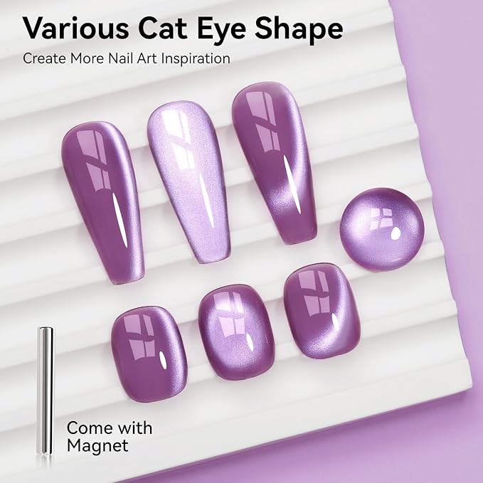 Esmalte de uñas gel efecto ojo de gato violeta miniatura 2