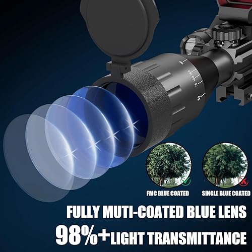 Vista 21 de 4-16x50AO Combo de alcance de rifle rojo/verde doble iluminado con láser verde 4 retículas holográficas punto rojo 5 modos linterna para montaje