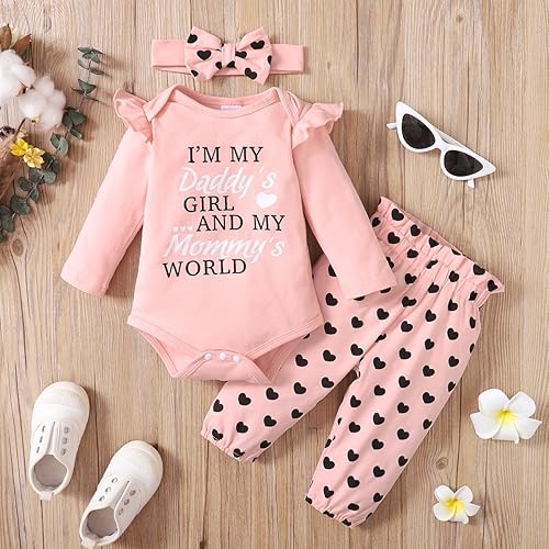 Miniatura 2 de Akyzic Conjunto de ropa para bebé recién nacida, con volantes, pantalones y diadema, conjunto de 3 piezas de 0 a 18 meses