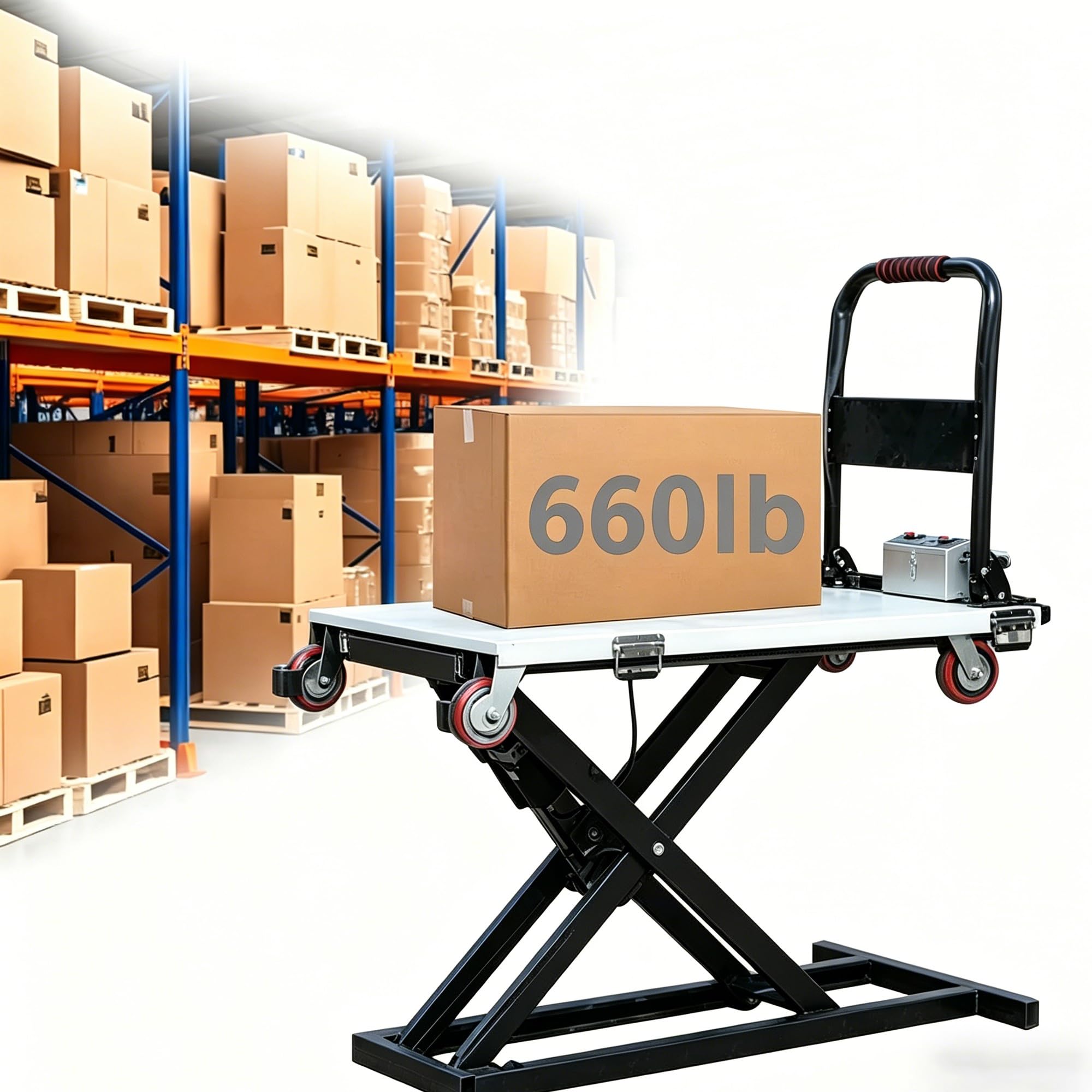 Elektrischer Scherenhubtisch, Klappbarer Materialaufzug Hubhöhe 36 Pulgadas Für Palettenwagen, Materialhandhabung(47.2inX29.5in)