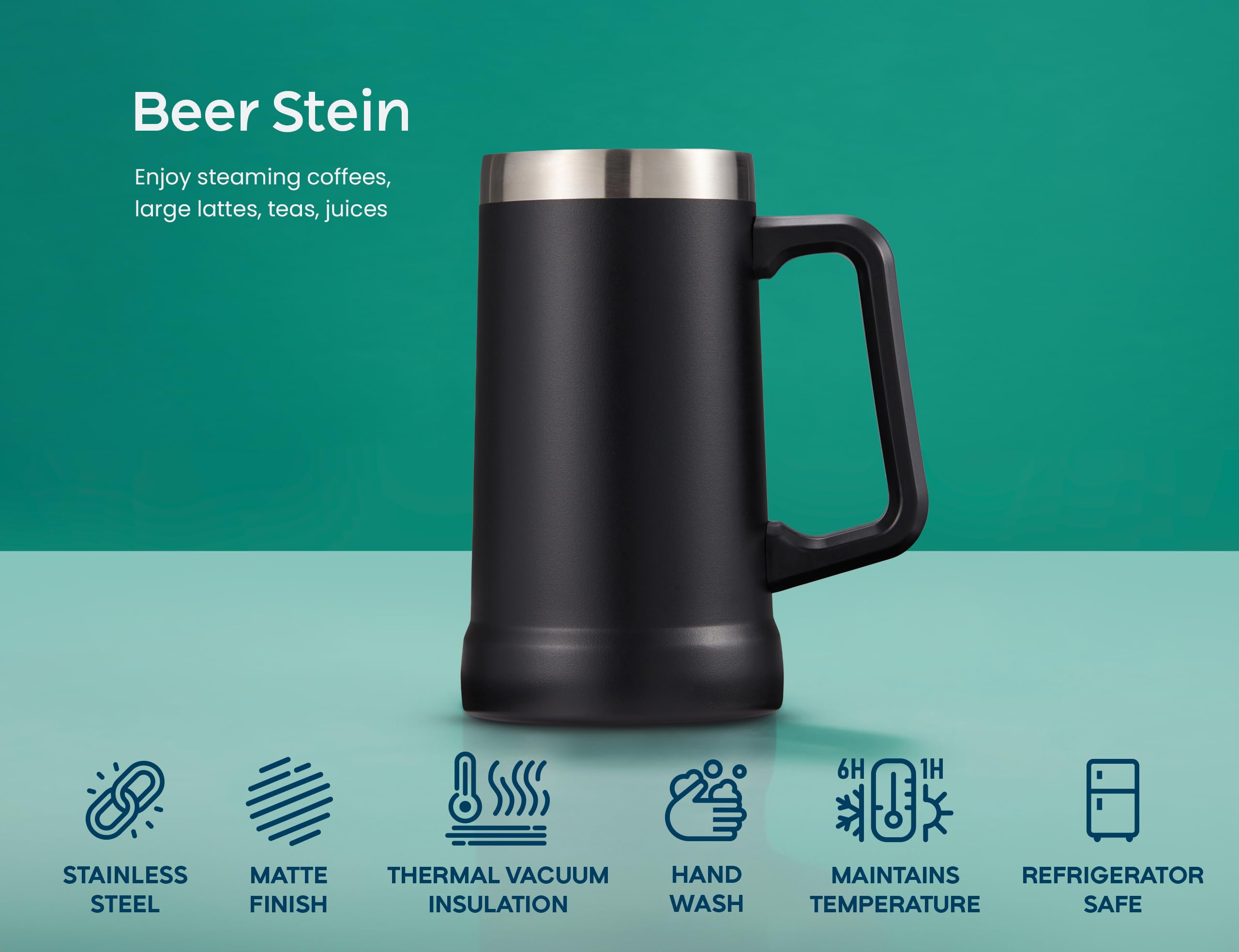 Amazon.com | KooK Beer Stein, Stainless Steel Coffee Mug, Tumbler