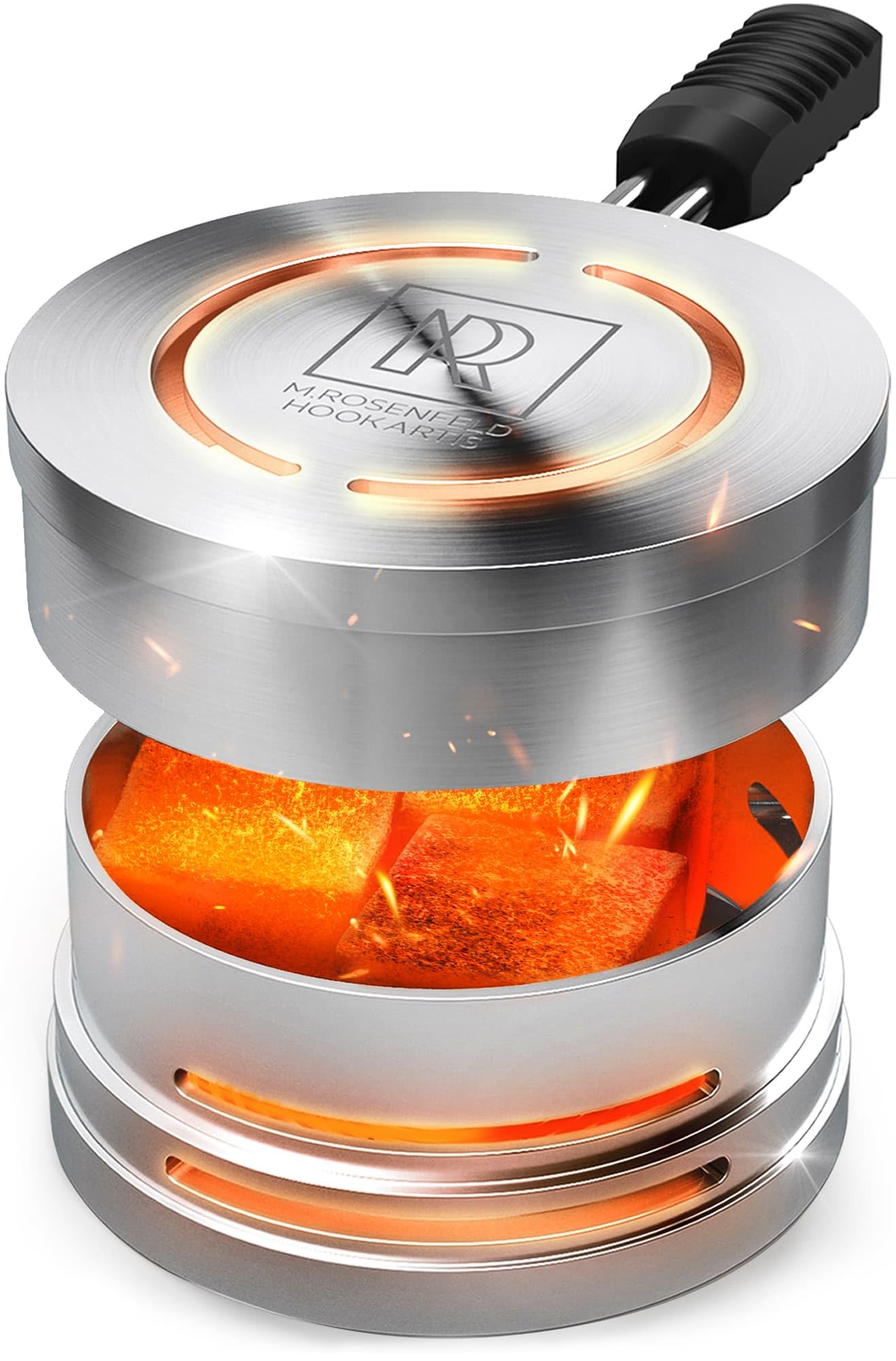 M. ROSENFELD Smokebox Shisha - HOOKARTIS - Heat Management Shisha head attachment with double bottom ring fits all common heads, Shisha HMD Designed in Germany. New Version Charcoal Basket Shisha
