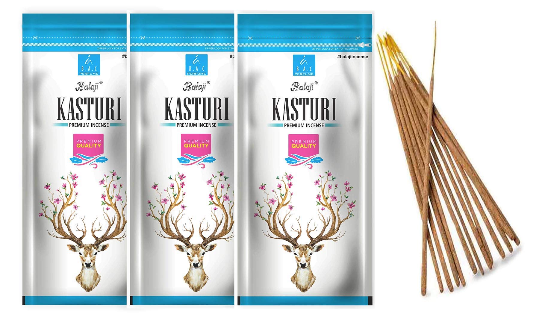 Balaji Kasturi Premium Incense Sticks Pack of 3 (100 Gm Per Pack)-image-38