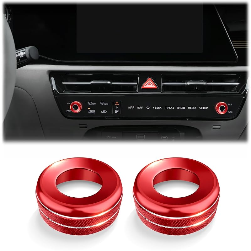 Capas para Manoplas do Ar-Condicionado Kia Carnival e Niro EV DvlynAuroa Vermelhas – Kit com 2