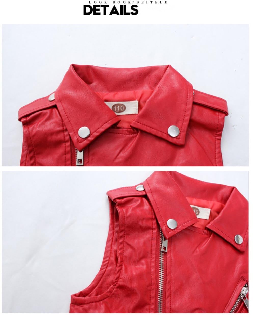 Kids Faux Leather Vest | Sleeveless Motorcycle Jacket with Zipper Pockets Coat for Boys Girls Ages 3-12