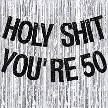 50th Birthday Decorations Banner for Women Men Pre-Strung Black Glitter Birthday Decoration Sign Funny Bday Supplies Banner