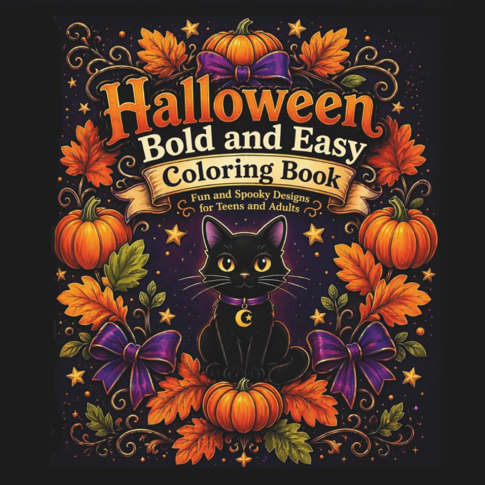 Halloween Bold and Easy Coloring Book: Fun and Spooky Designs for Teens and Adults