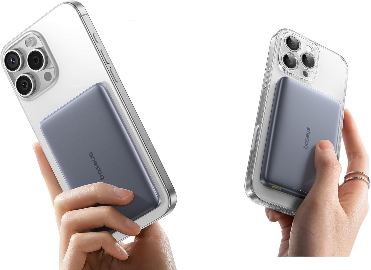 Baseus 0.3" Ultra Slim 5000mAh MagSafe Portable Charger &0.5" Ultra Slim 10000mAh Qi2 Certified 15W Wireless Power Bank