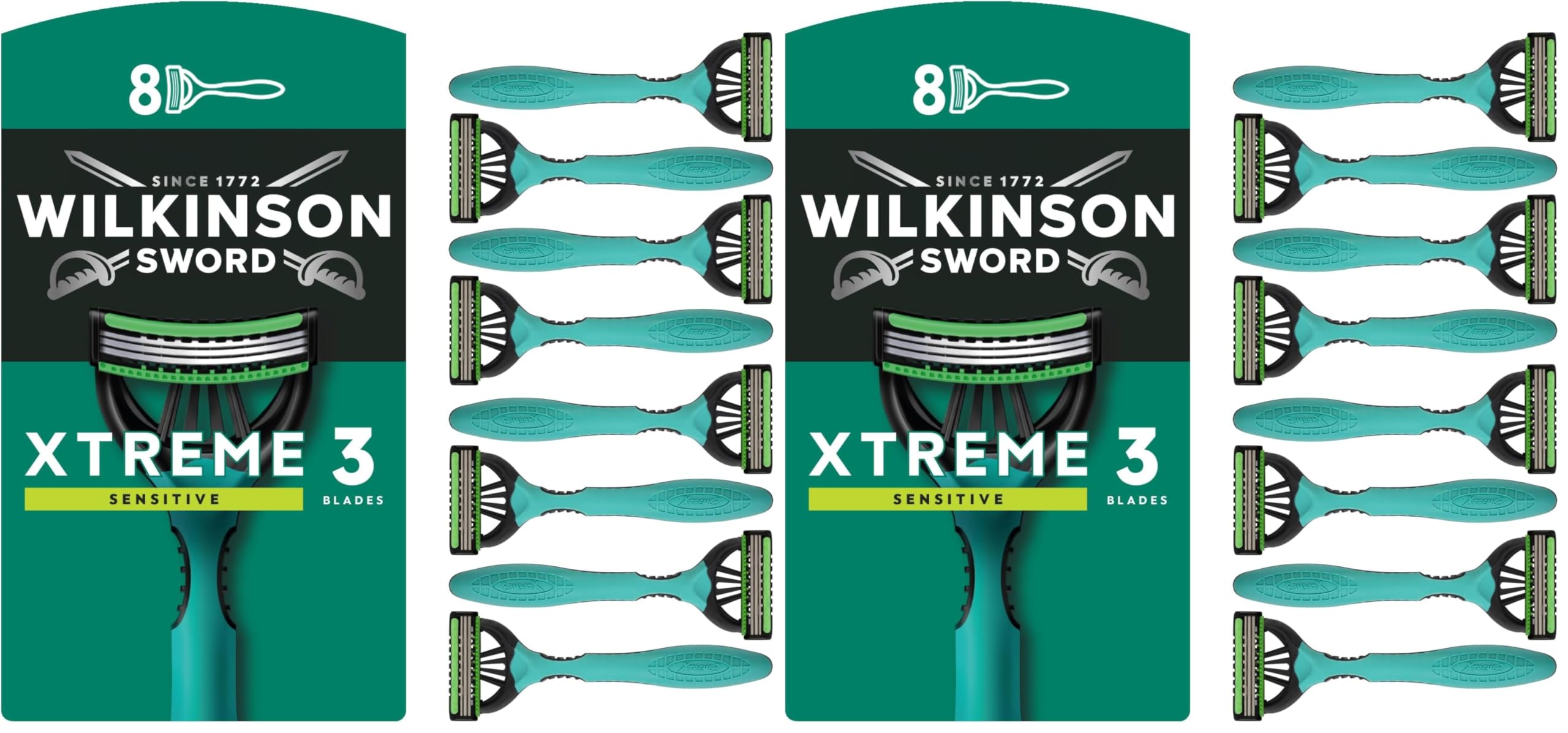 Wilkinson Sword Xtreme 3 Sensitive Men's Disposable Razors, Great Addition to Wash Bags for Men's Grooming, Great Shavers for Routine Shaving, 8 Pack — view 10