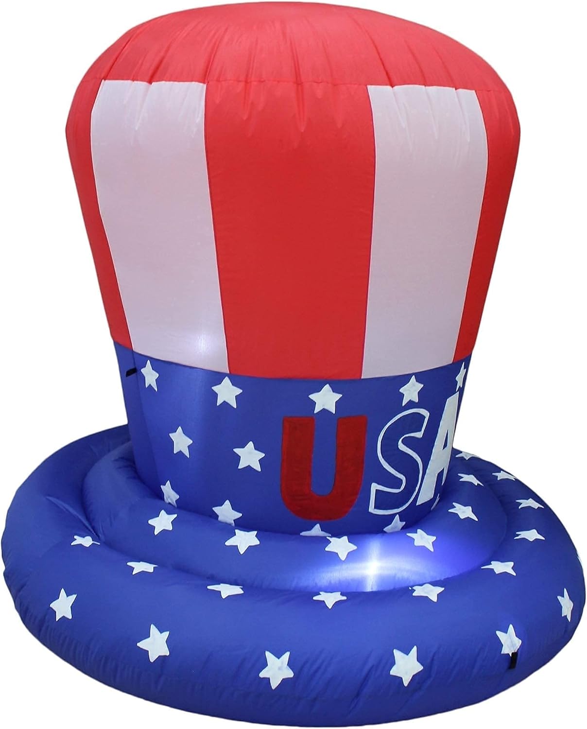 Three Patriotic Independence Day and Birthday Party Decorations Bundle Includes 4 Foot Tall Inflatable Uncle Sam and American USA Flag Top Hat, Plus 4 Foot Tall Happy Birthday Cupcake