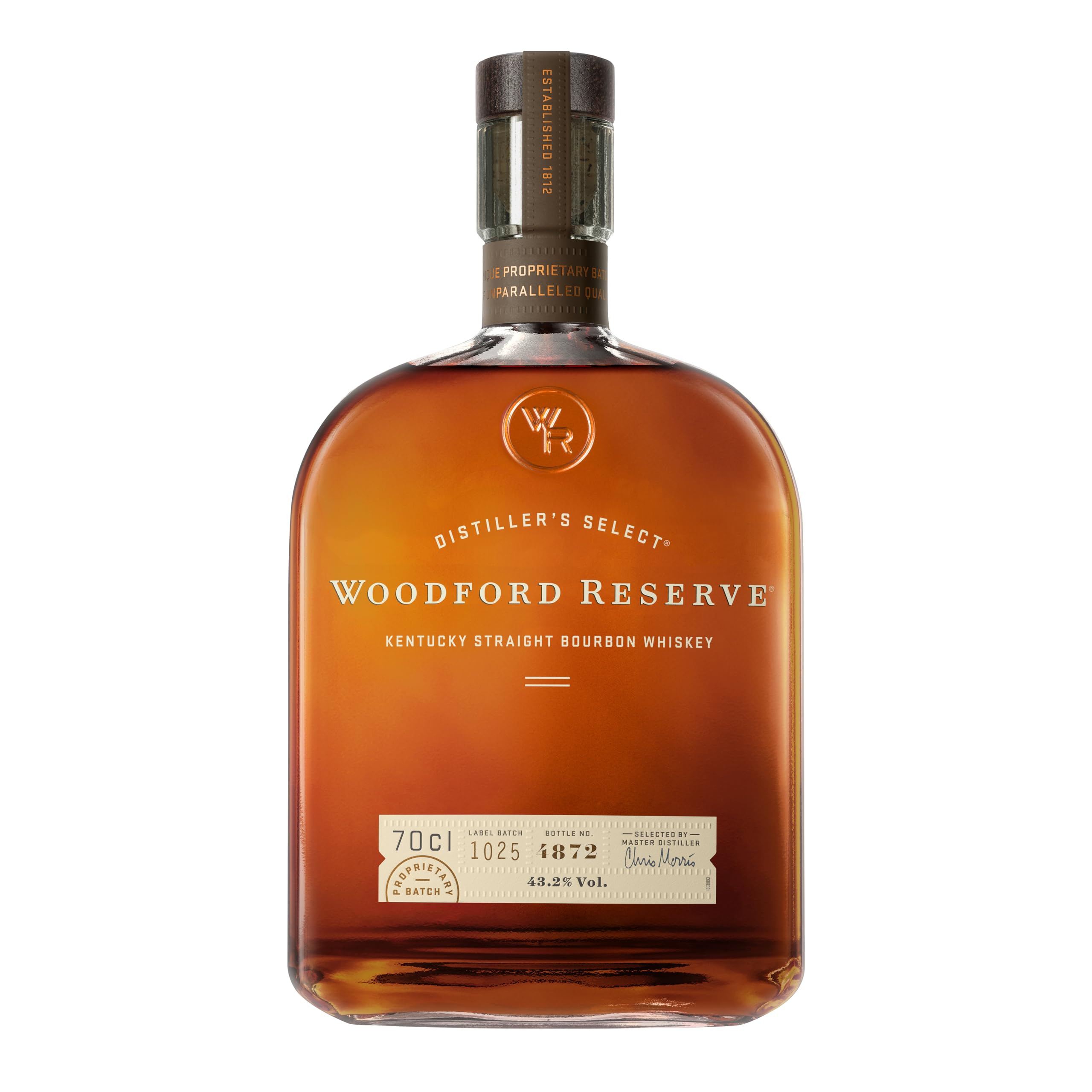 Woodford Reserve Bourbon Whiskey - Ein hochwertiges Geschenk - Perfekt ausgewogen mit würzigen und süßen Noten von Früchten und Vanille - 0.7L/43.2% Vol.