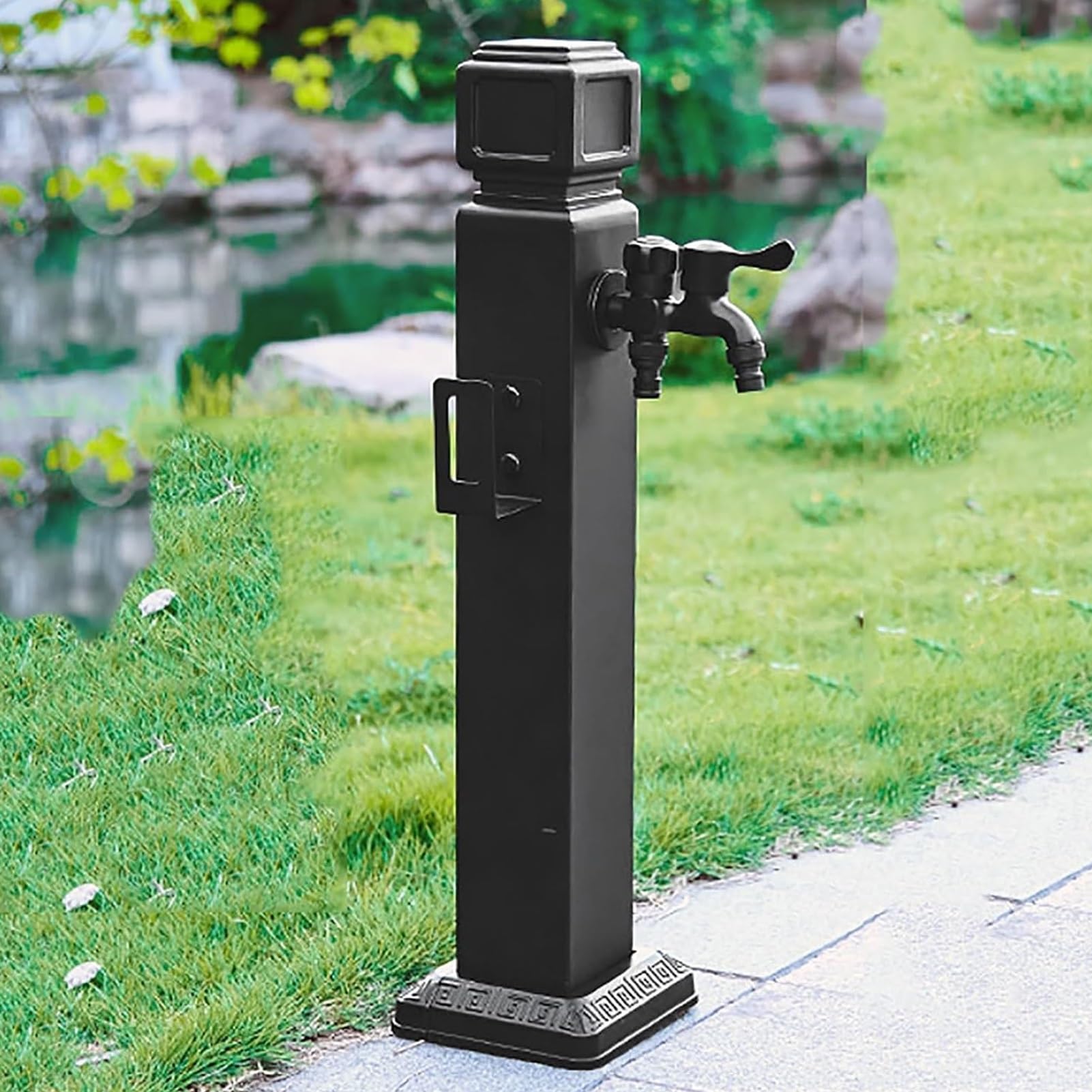 BHGFYXBS Stainless Steel Garden Water Column, 37.4In Vertical Hose Extender For Lawn Care, Outdoor Watering Tool, Black Water Dispenser Hydrant,Black C-95CM/37.4IN