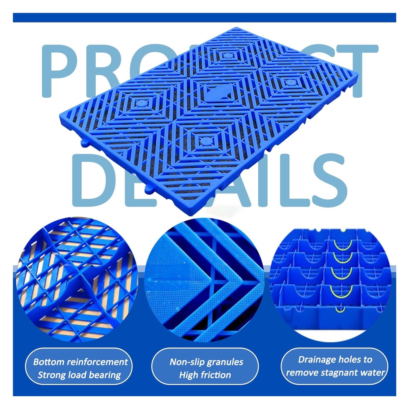 Lot de 6 palettes en plastique imperméables pour le rangement, légères et faciles à installer, idéales pour garage, supermarché ou sous-sol
