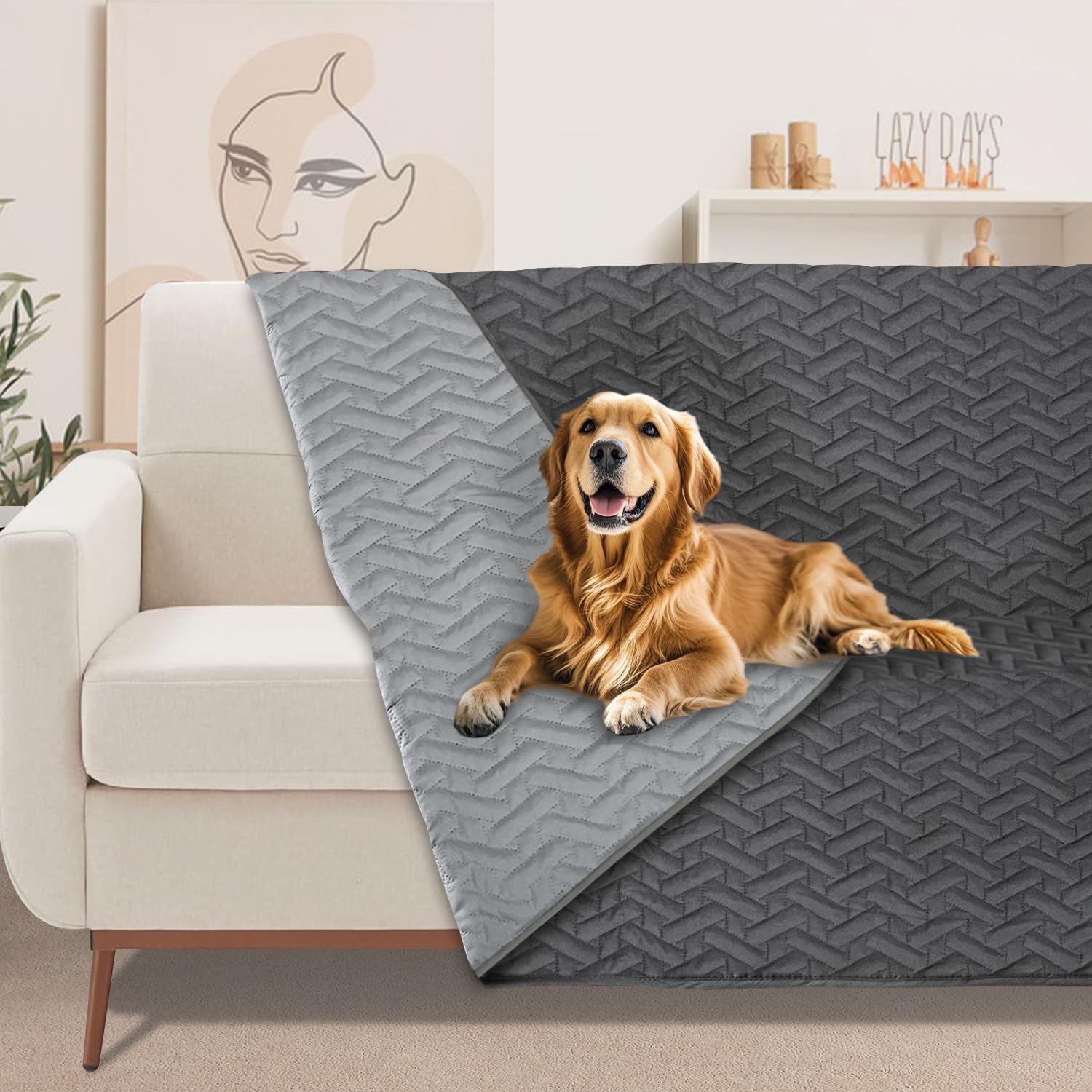 Asatdd Waterproof Dog Couch Cover, Soft Pet Bed Cover, Furniture Sofa Car Protector for Puppy Dog Cat and Pet, 52