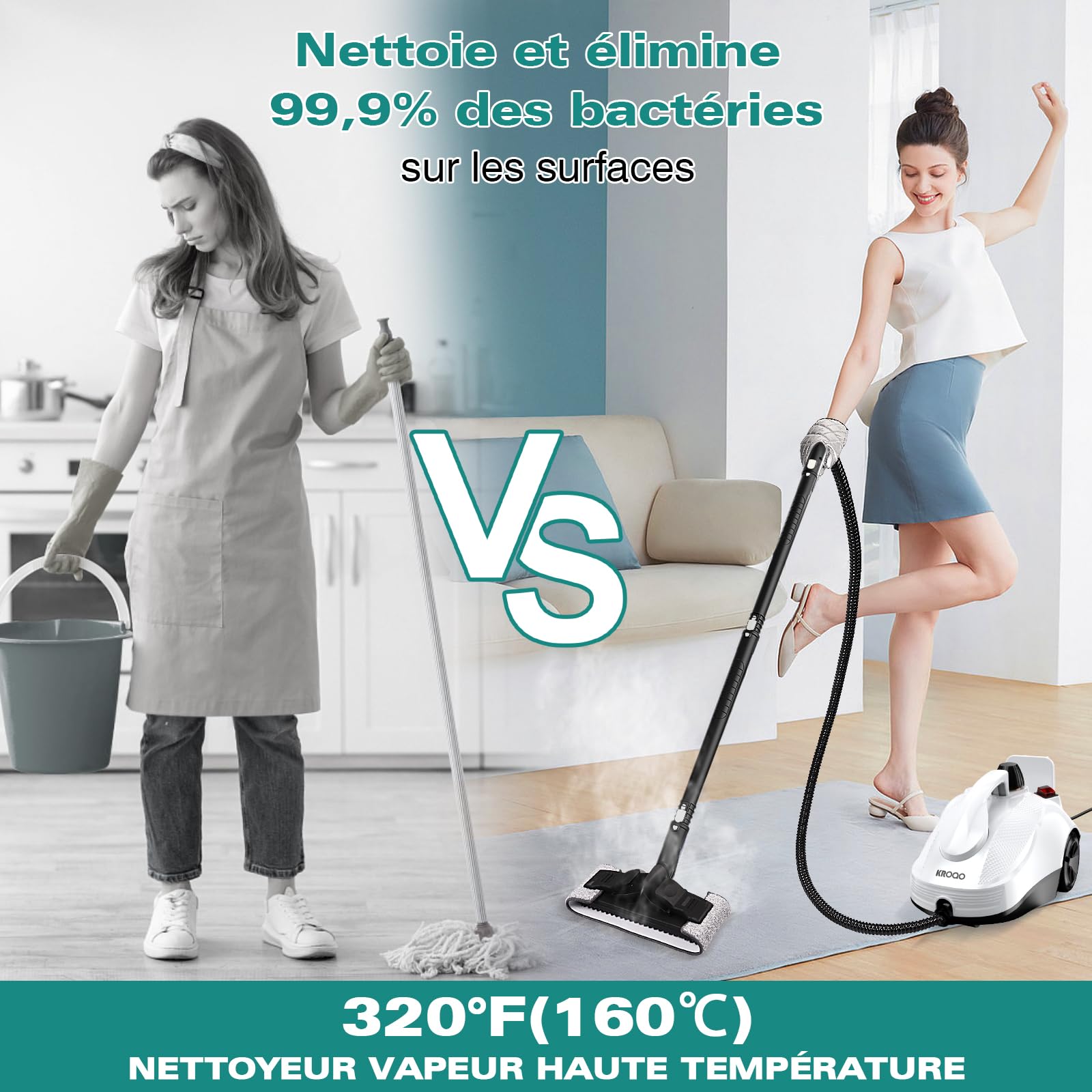 Nettoyeur vapeur multi-usages avec 23 accessoires, pour enlever le papier peint, le sol, les tapis, le canapé, les meubles rembourrés, la voiture, le carrelage, le rembourrage, la salle de bain