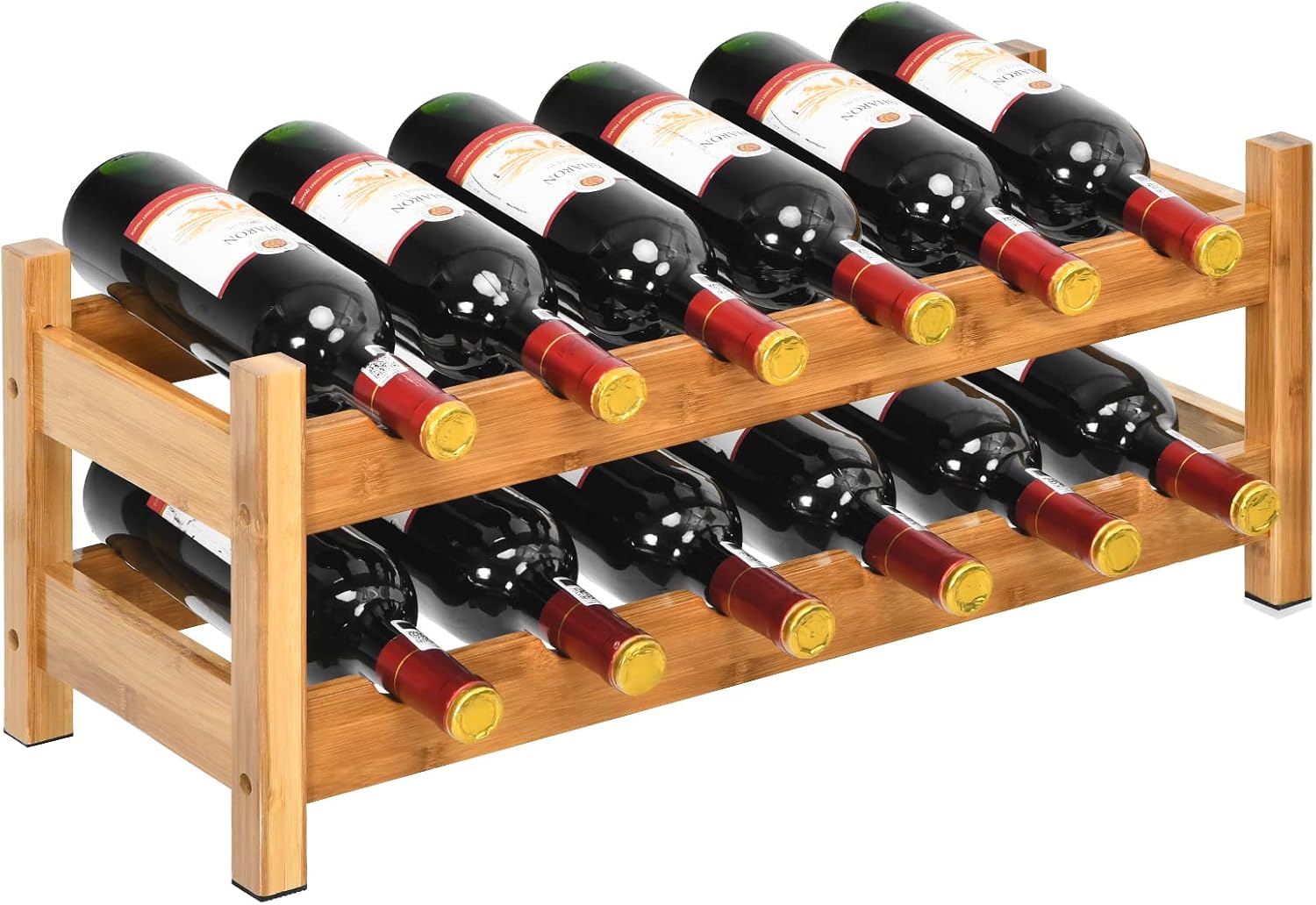 GIANTEX Weinregal Stapelbar - Massivholz Regal Für 72 Flaschen 120x79cm