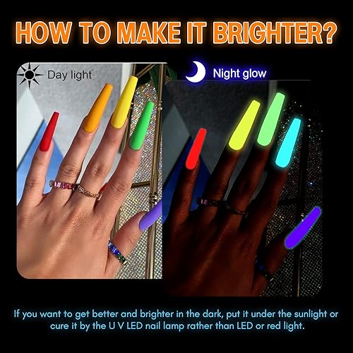 Miniatura 4 de SAVILAND - Juego de esmaltes de uñas que brillan en la oscuridad 24 colores navideños luminosos Esmalte en gel U V neón de secado rápido Efecto de