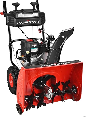 PowerSmart Soplador de nieve a gas de 24 pulgadas. Motor B&S de 208 cc con arranque eléctrico, calentador de mango, autopropulsado, soplador de