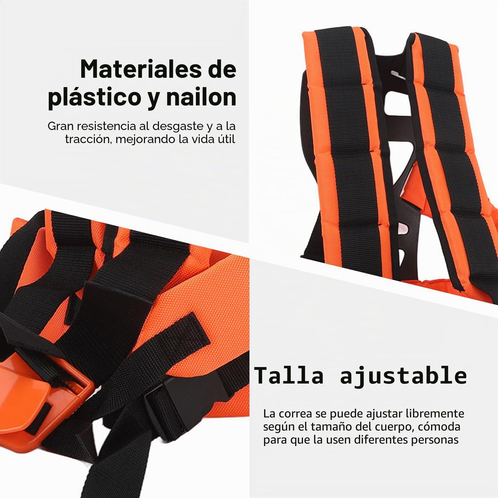 Arnés Universal de Nailon para Desbrozadora, Correa de Hombro para Cortacésped y Recortadora de Jardín