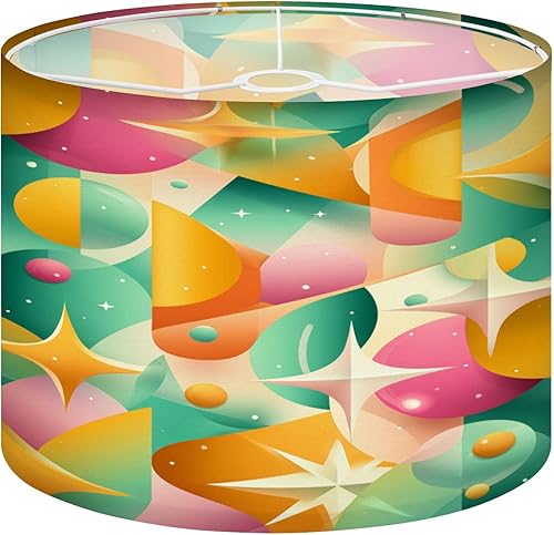 Miniatura 19 de Lamp shades for Table Lamps Retro Futuristic Design Teal Pink Orange Cream Hues Medium Drum Lamp Shades 13''W x 10''H Replacement LampShades Spider