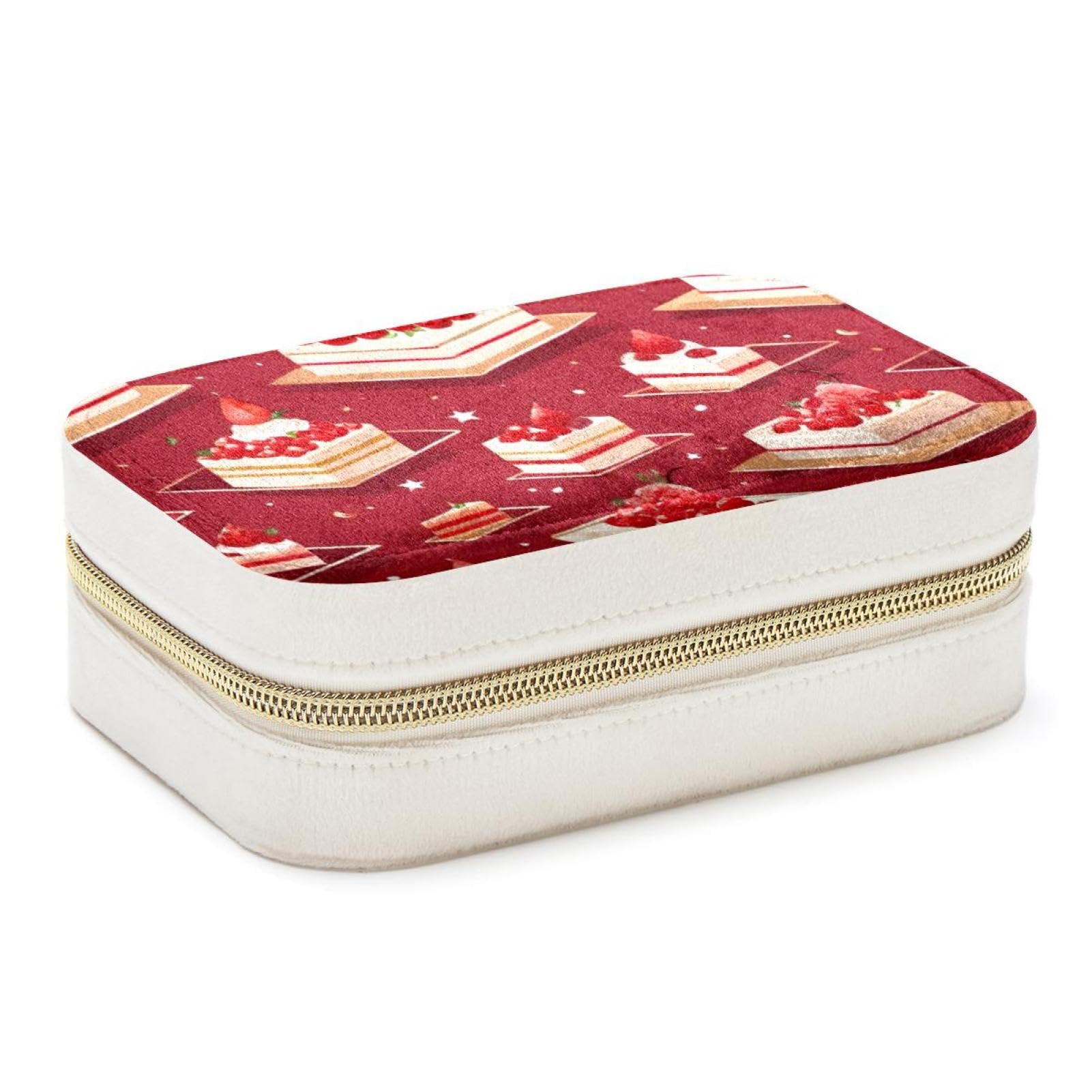 Étui de rangement de voyage pour bijoux compact et logeable motif dessert