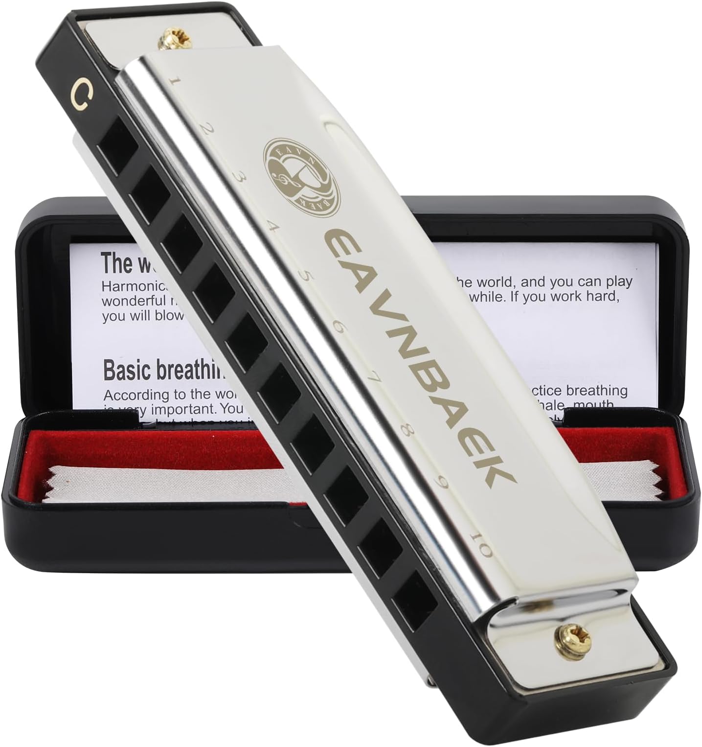 SWAN Blues Harmonica, Key of C Mouth Organ Harmonica, Diatonic Harmonica with Case