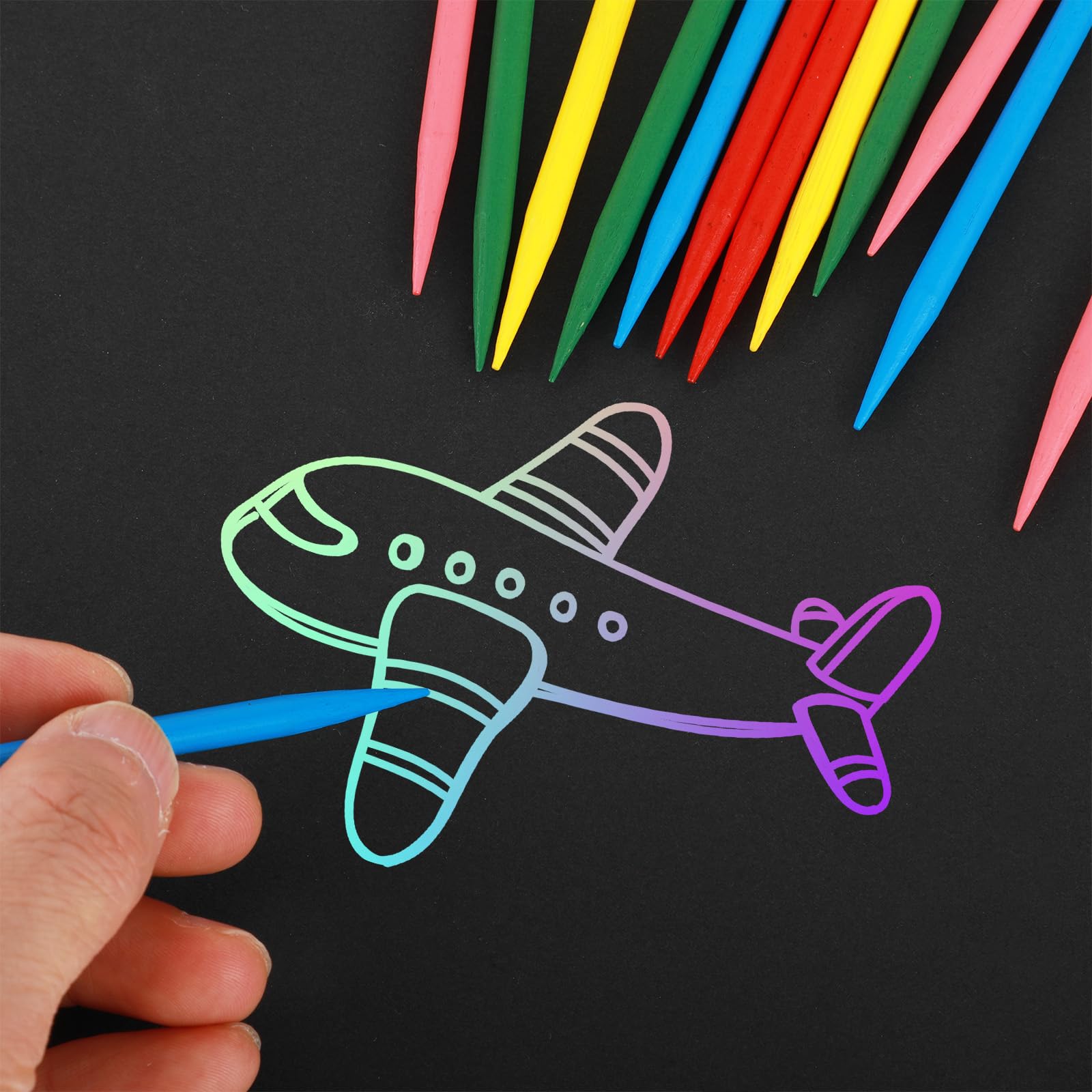 12cm Heavy Duty Bamboo Stylus Sticks Colored Craft Sticks For Scratching Drawing Christmas Thanksgiving Scratch Art Activity Craft Projects, 20PCS - View #8