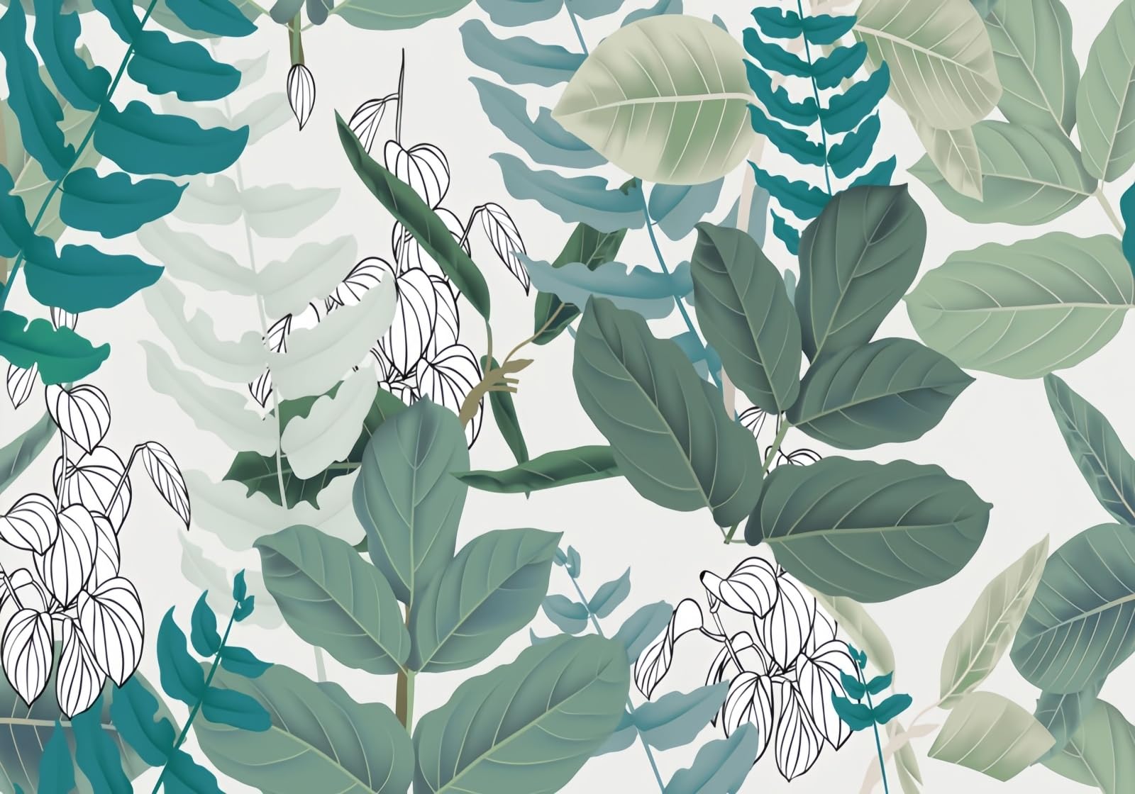 gdkldfg Green Tropical Jungle Nature Wallpaper,Non-Woven Poster,Wall Mural for Living Room Bedroom Feature Wall Decoration 300x240cm