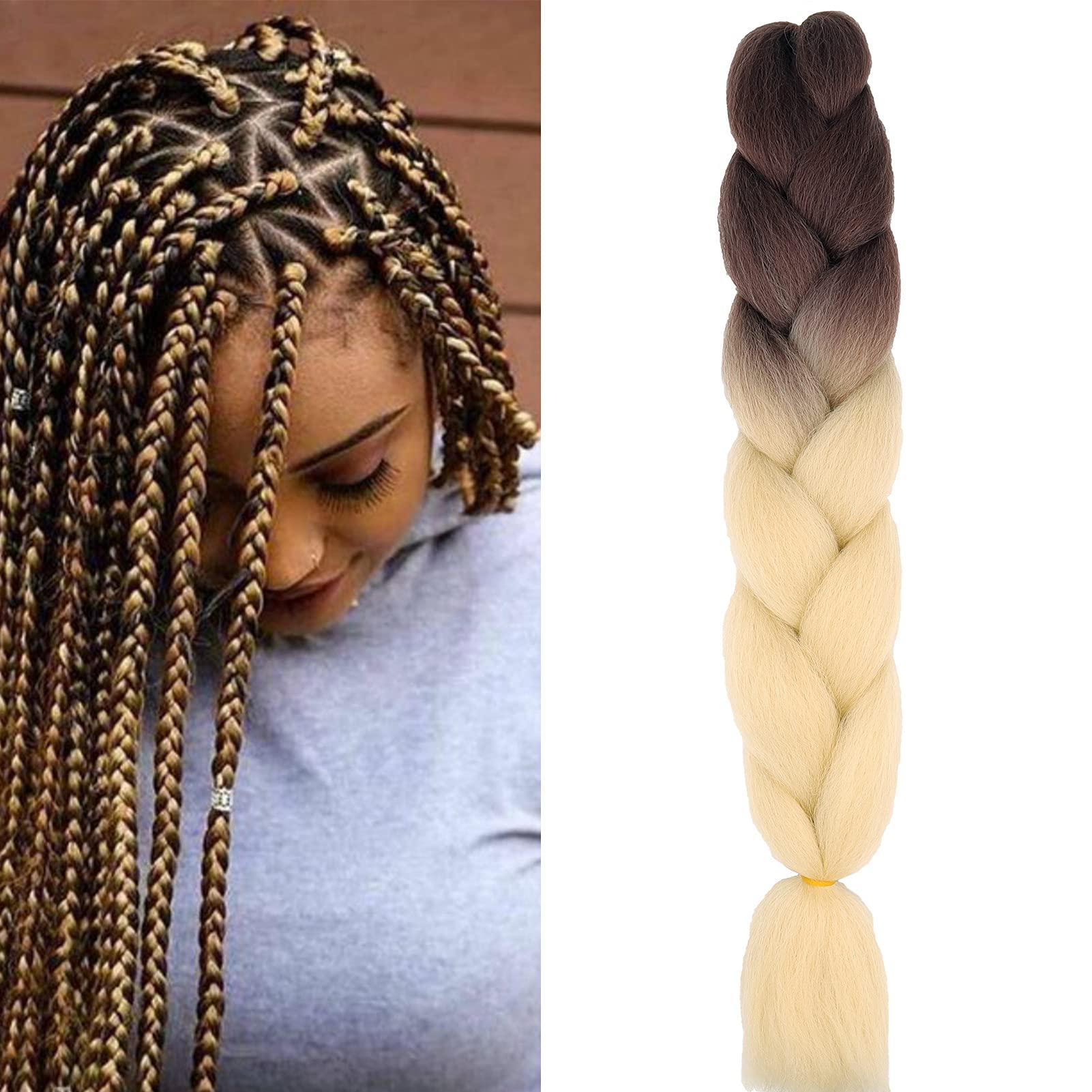 24inch Jumbo Braids Hair Extensions Ombre Braiding Hair Synthetic 3Pieces/lot Crochet Twist High Temperature African Box Braids, Sapphire Blue — view 143