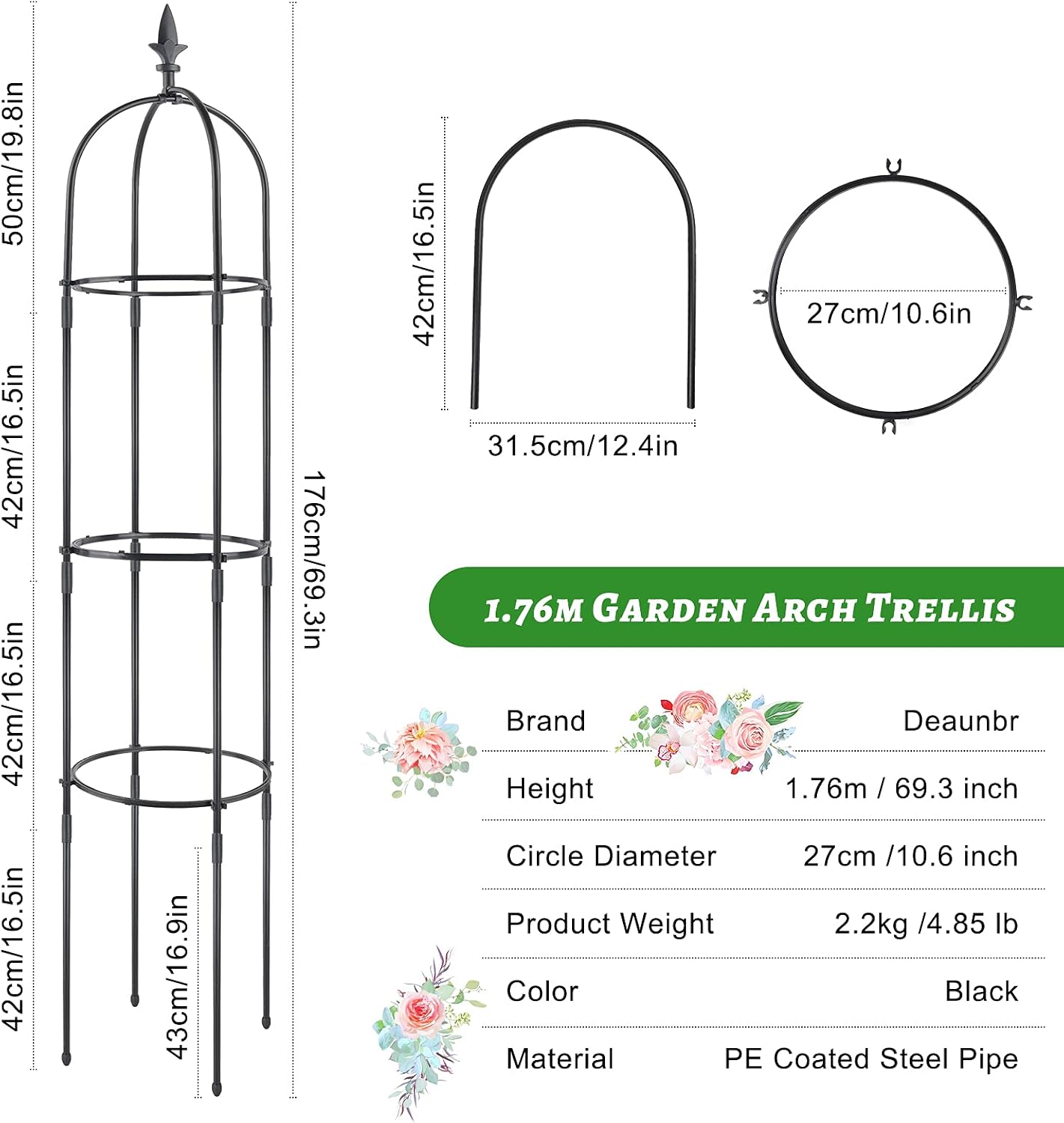 Plant Cages and Supports, Deaunbr Tomato Cage Tall Plant