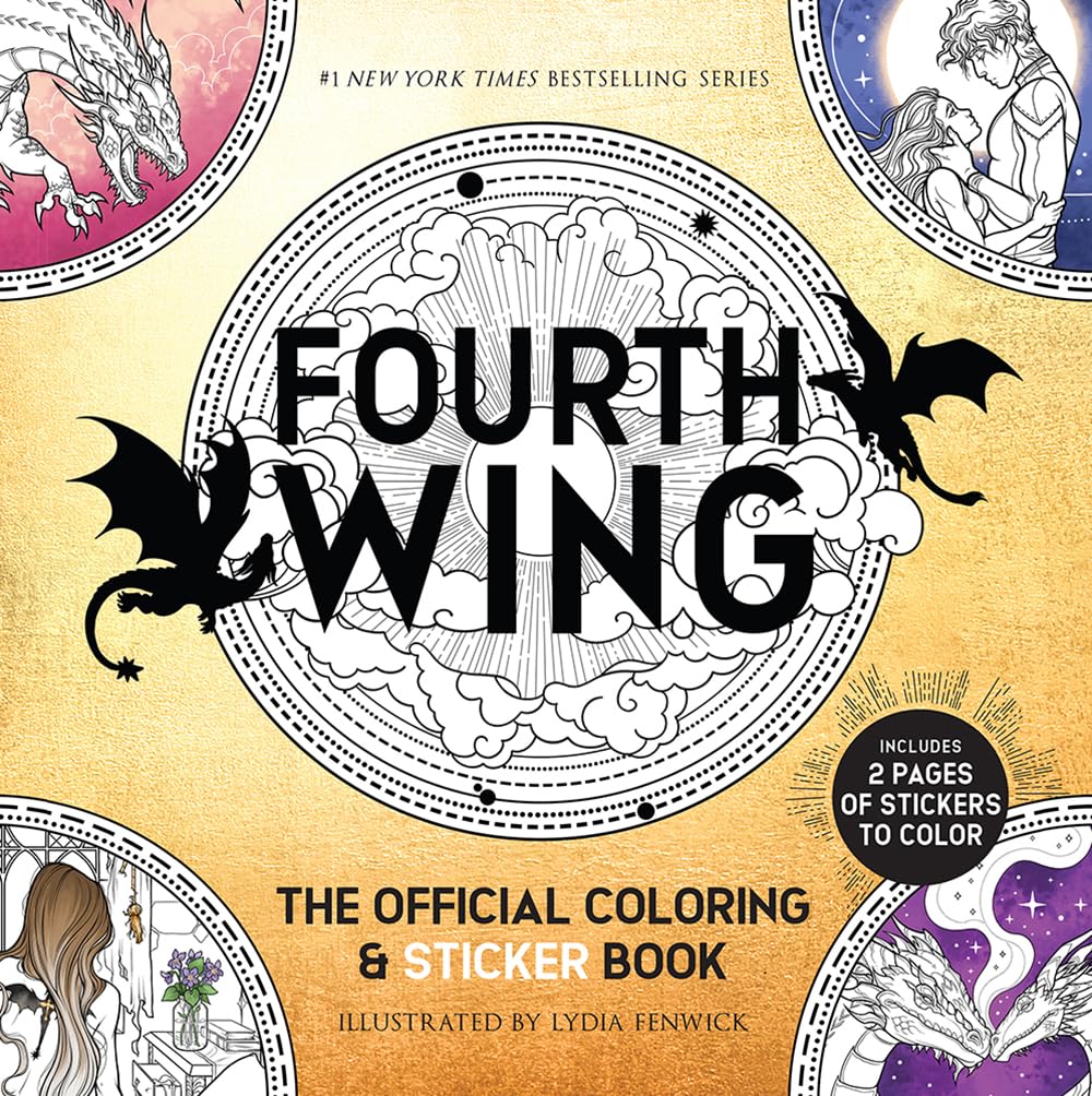Cover of Fourth Wing: The Official Coloring & Sticker Book (Includes 2 Pages of Stickers to Color) (Dover Adult Coloring Books)
