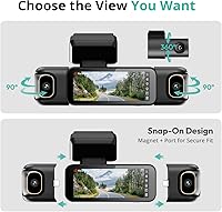 Vista 4 de BOTSLAB 3K 4 Channel Dash Cam, 560° All-Sides View, Front and Rear Inside Car Camera with 3.18”Touch Screen, Dash Camera 24/7 Parking Mode, Built-in