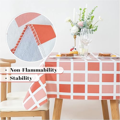 Vista 145 de FIFTY FEET Mantel rectangular de 70 x 52 pulgadas, mantel de vinilo con respaldo de franela para mesas rectangulares impermeable, cubierta de mesa