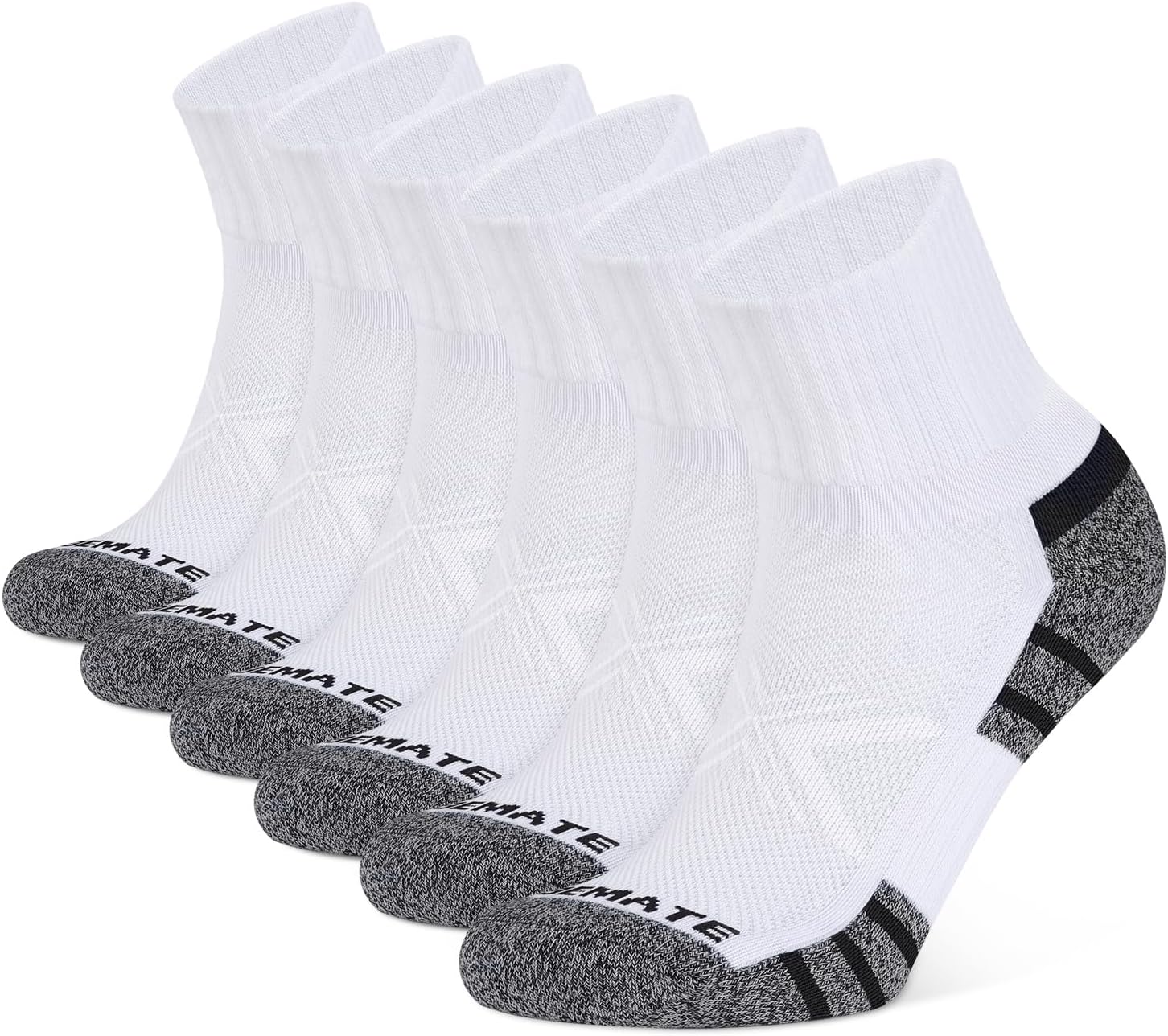 Mens Sports Quarter Ankle Socks Anti-Blister Cushioned Trainer Running Athletic Socks for Women Breathable Cotton Performance Walking Socks 6 Pairs