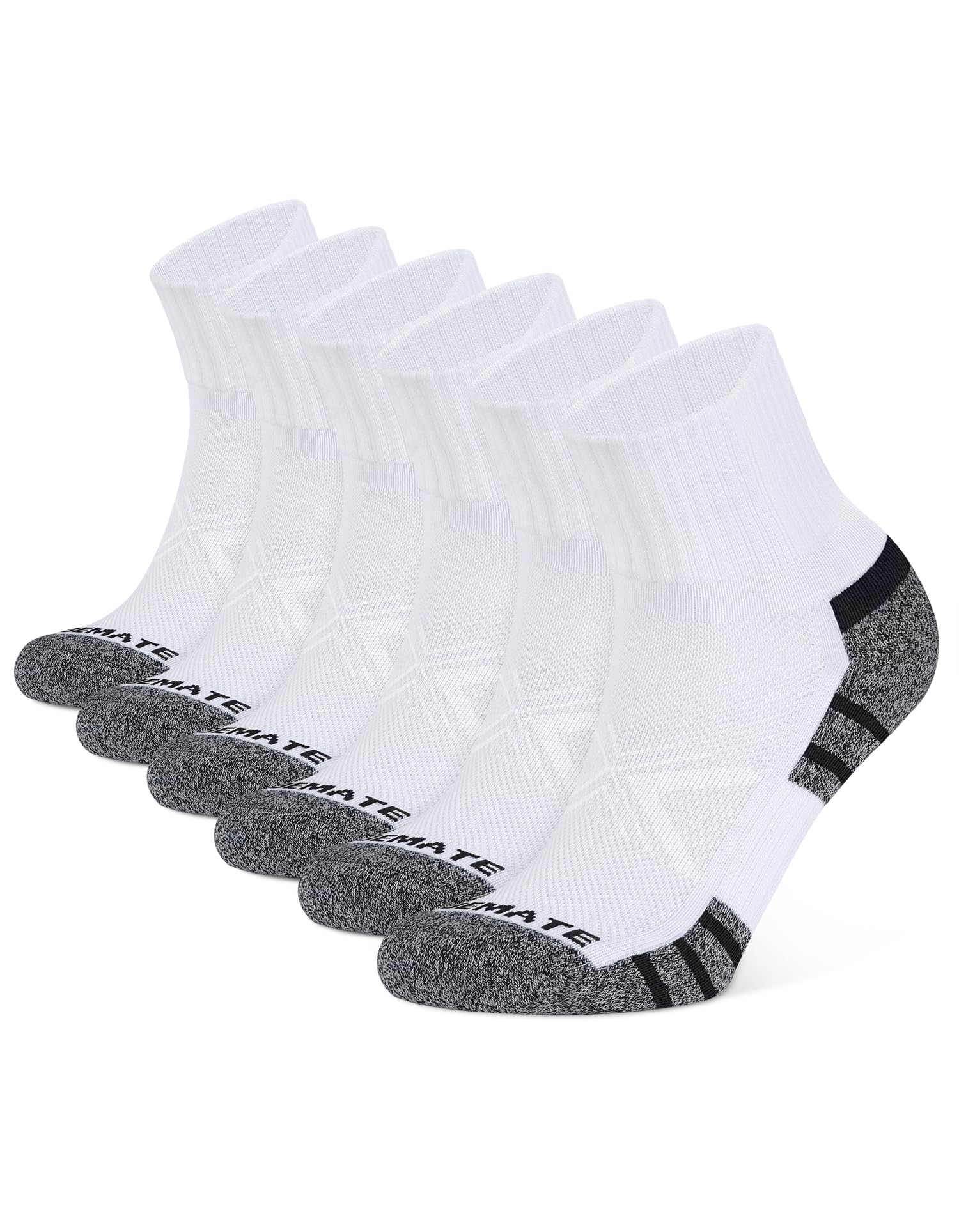 Mens Sports Quarter Ankle Socks Anti-Blister Cushioned Trainer Running Athletic Socks for Women Breathable Cotton Performance Walking Socks 6 Pairs