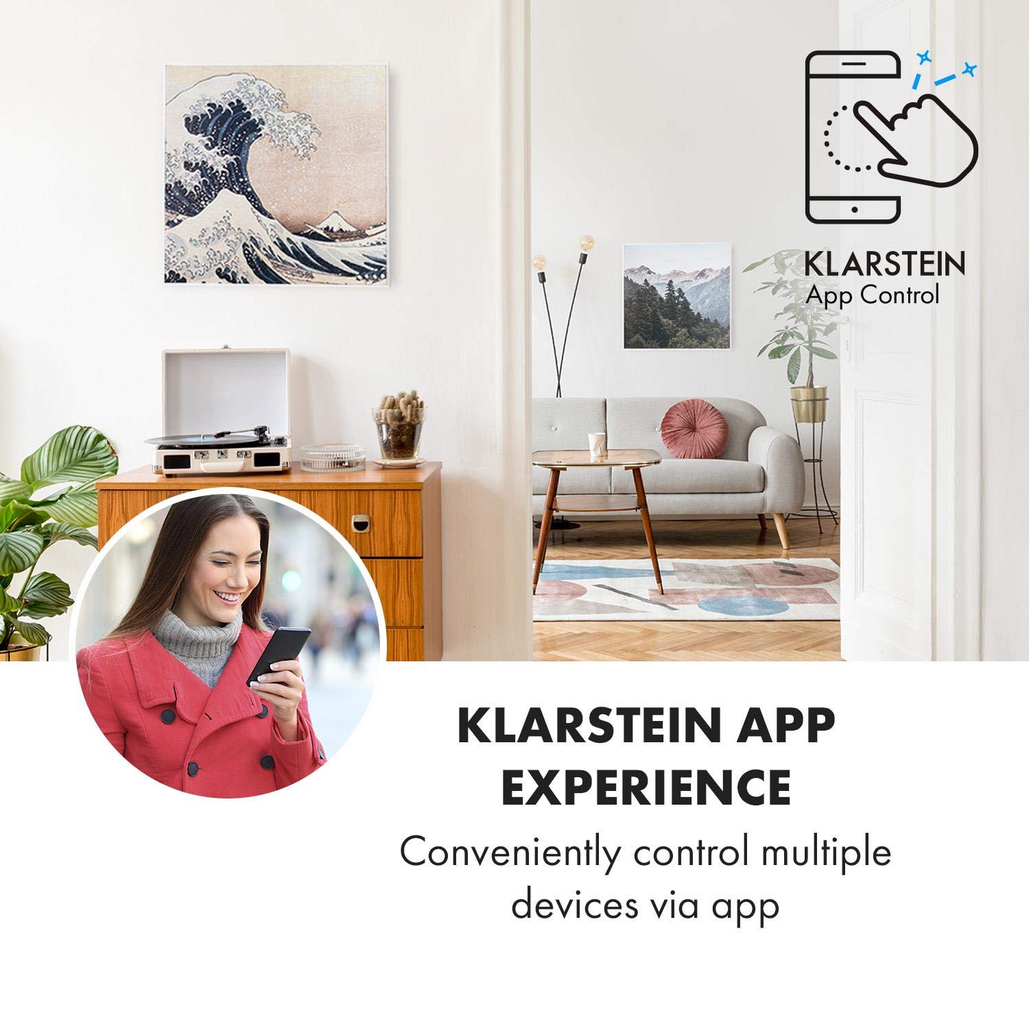 Klarstein Riscaldamento a infrarossi con termostato, 350 W, riscaldamento elettrico intelligente a infrarossi, per montaggio a parete, IR con controllo app IoT/WiFi, radiatore per ambienti umidi,