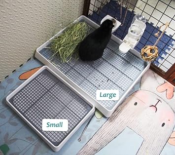 Petlex Rabbit Litter Box with Grate, Super Large Guinea Pig Litter Pan for Cage, Bunny Restroom Litter Tray Small Animals Toilet Potty Trainer for Rabbit Hamster Ferret Rats Guinea Pigs Hedgehog