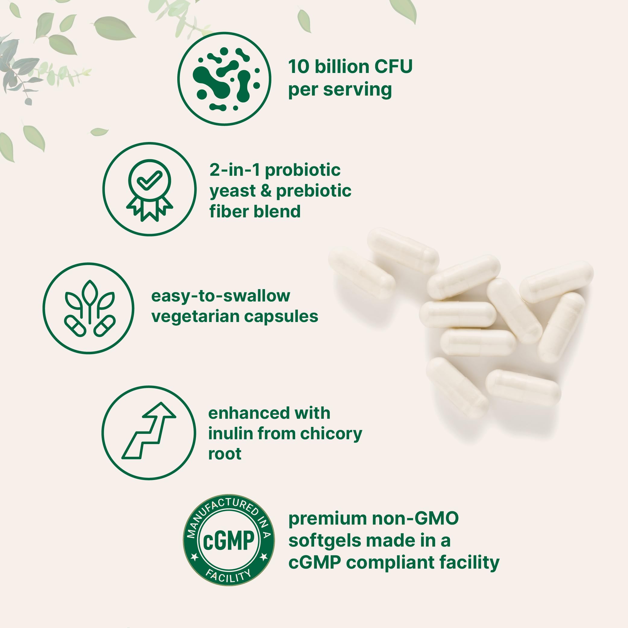 Saccharomyces Boulardii 10 Billion CFU with Prebiotic Inulin, 240 Capsules — Amazon image 3
