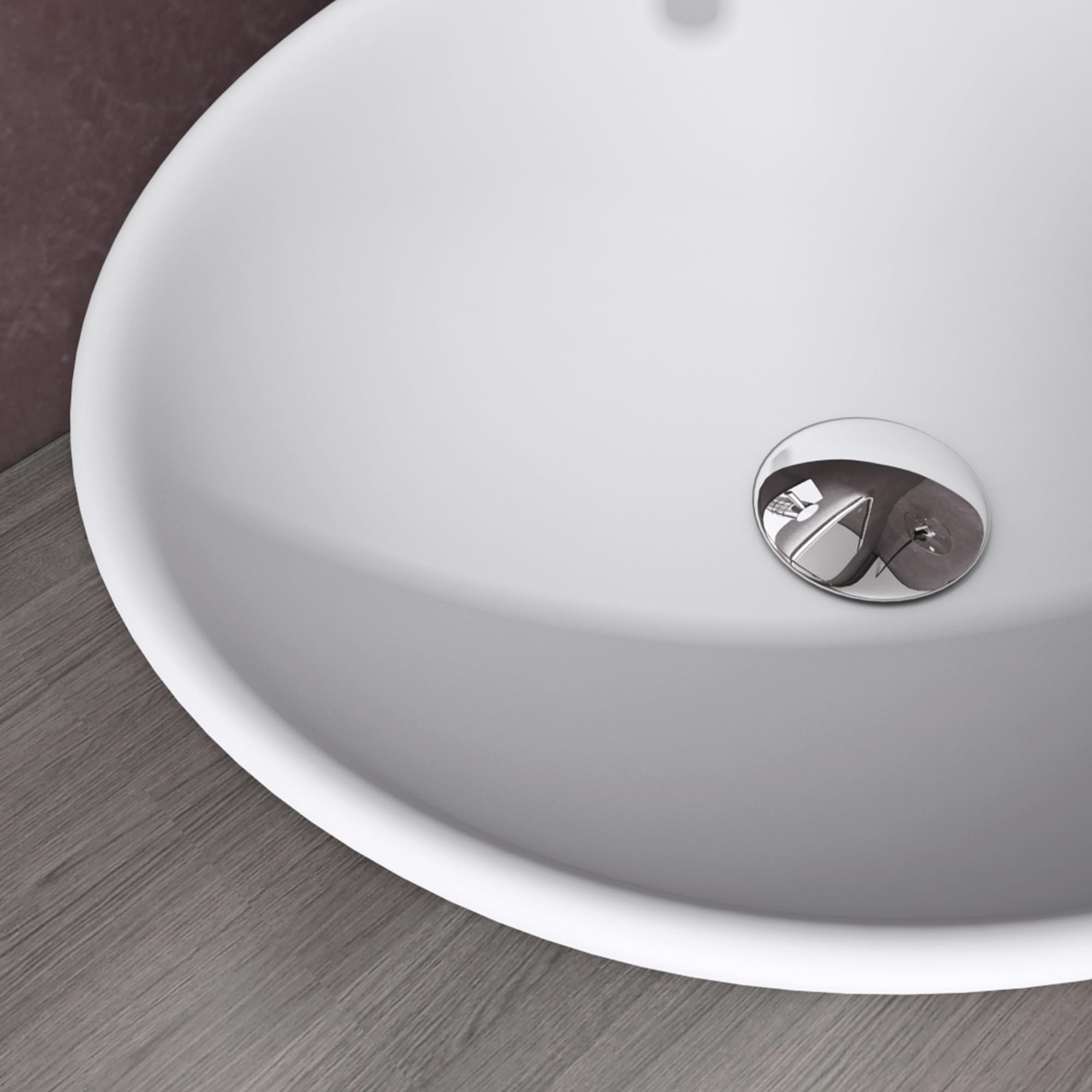 doporro Lavabo sobre encimera de cerámica blanco mate Brüssel205 41x33x14cm forma ovalado con sellado- Nano