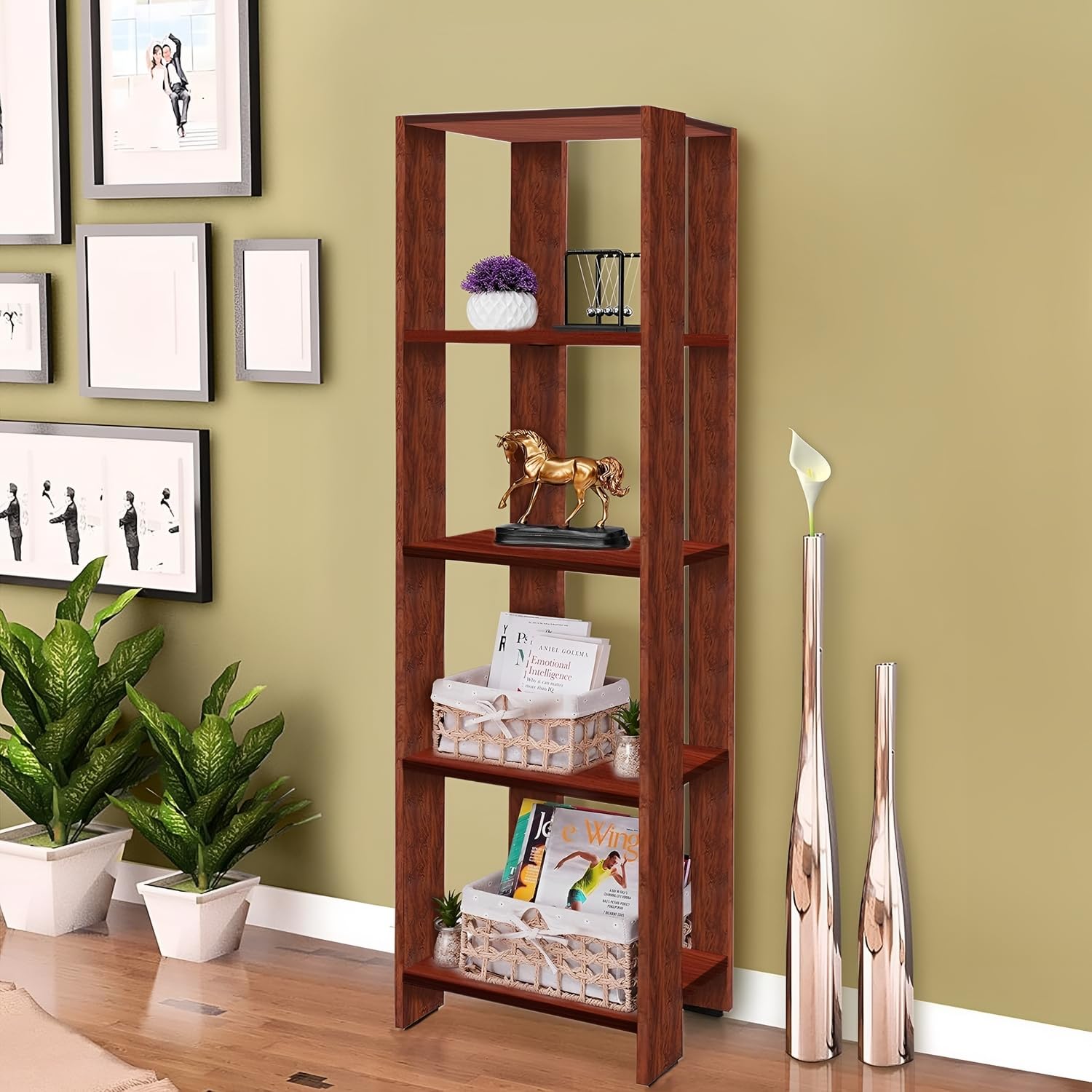 Engineered Wood Open Display Book Stand - Versatile Display Rack Shelf Cabinet for Storage Multipurpose Shelf for Room, Library, Living Room,Kitchen-image-13