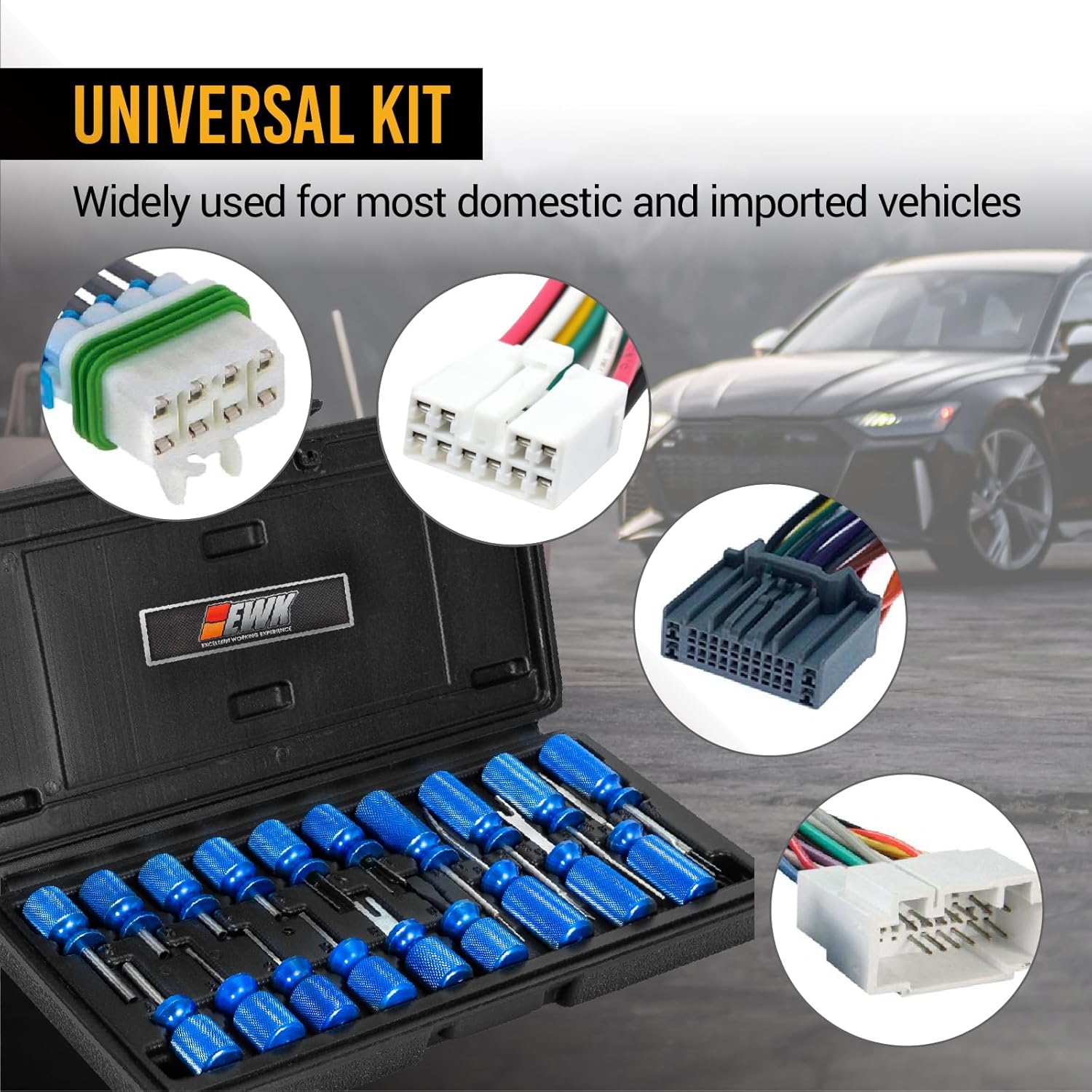 EWK 19-Piece Electrical Terminal Removal Tool Kit, Depinning Tool Set for Automotive Electrical Connectors & Wire Terminals