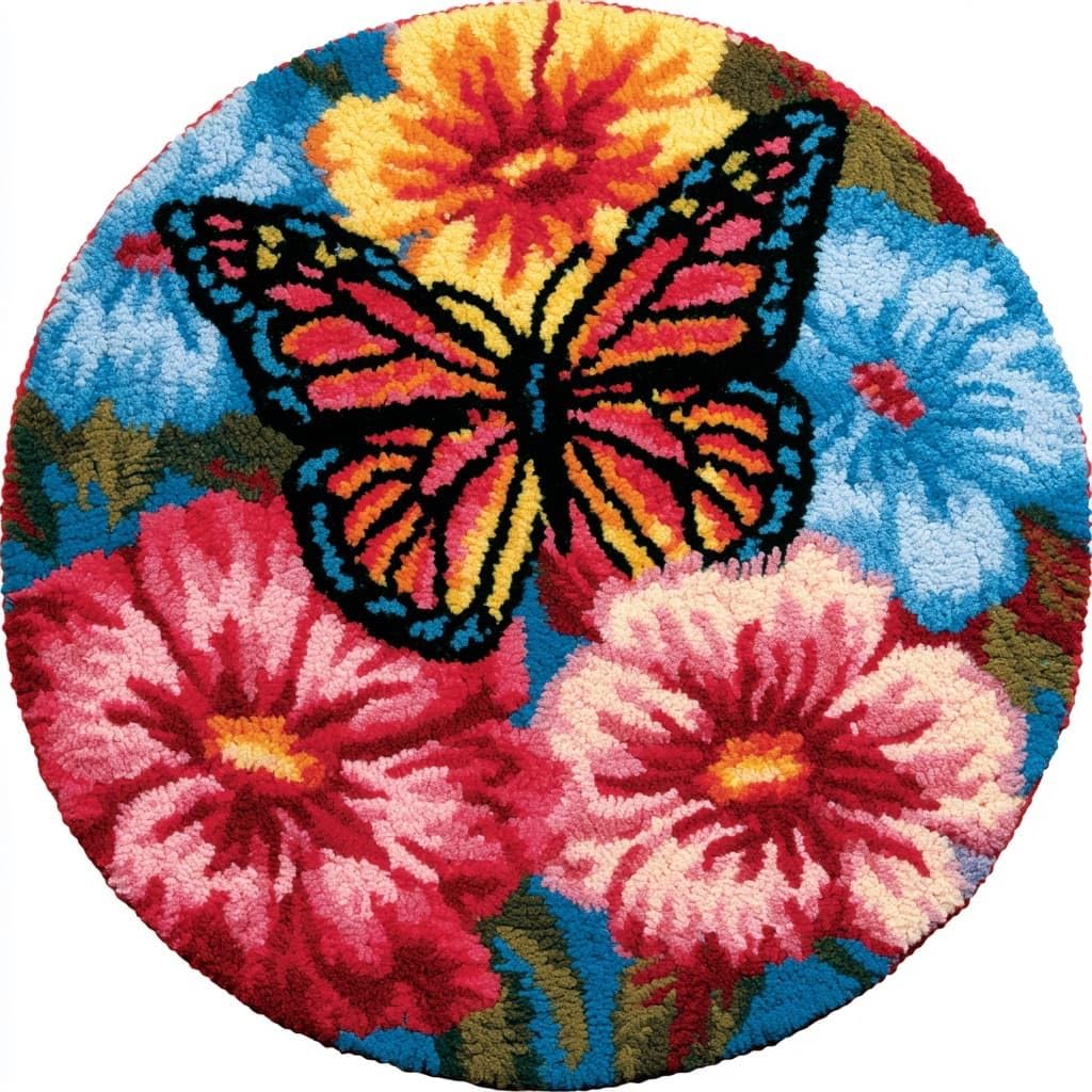 AMBATTERY Latch Hook Rug Kit Latch Hook Kits for Adults,Butterflies Flowers
