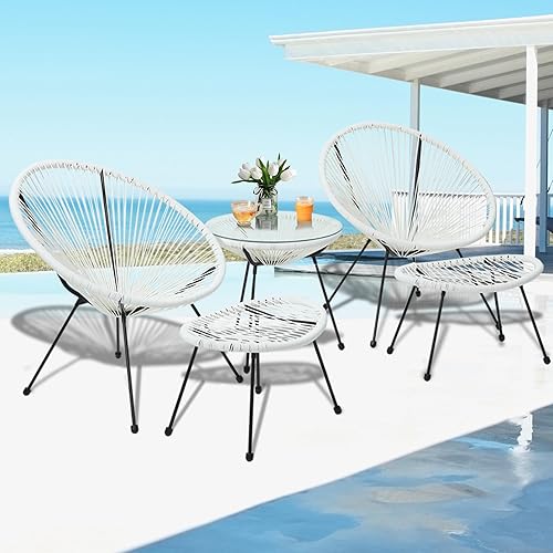 Miniatura 2 de vonGarten Juego de sillas Acapulco de 5 piezas, juego de muebles ovalados para exteriores, juego de bistró para conversación de patio, sillas de