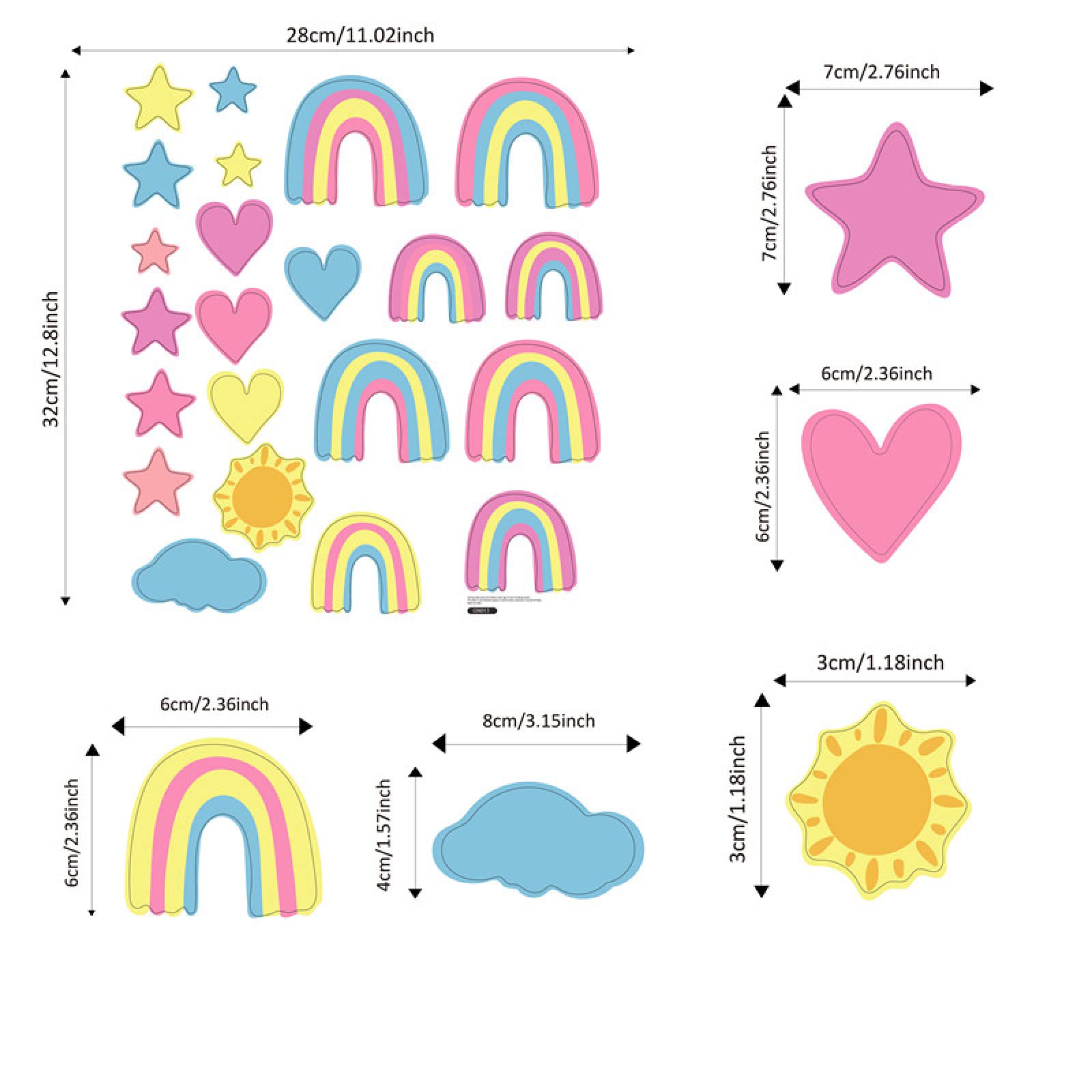 Wandtattoo Kinderzimmer Gelbe Sonne Regenbogen Leuchtsterne Kinderzimmer Wandsticker Wandsticker Kinderzimmer Glow in the Dark Wandtattoo Kinderzimmer Mädchen Junge für Wanddeko Geschenke 4 Stück