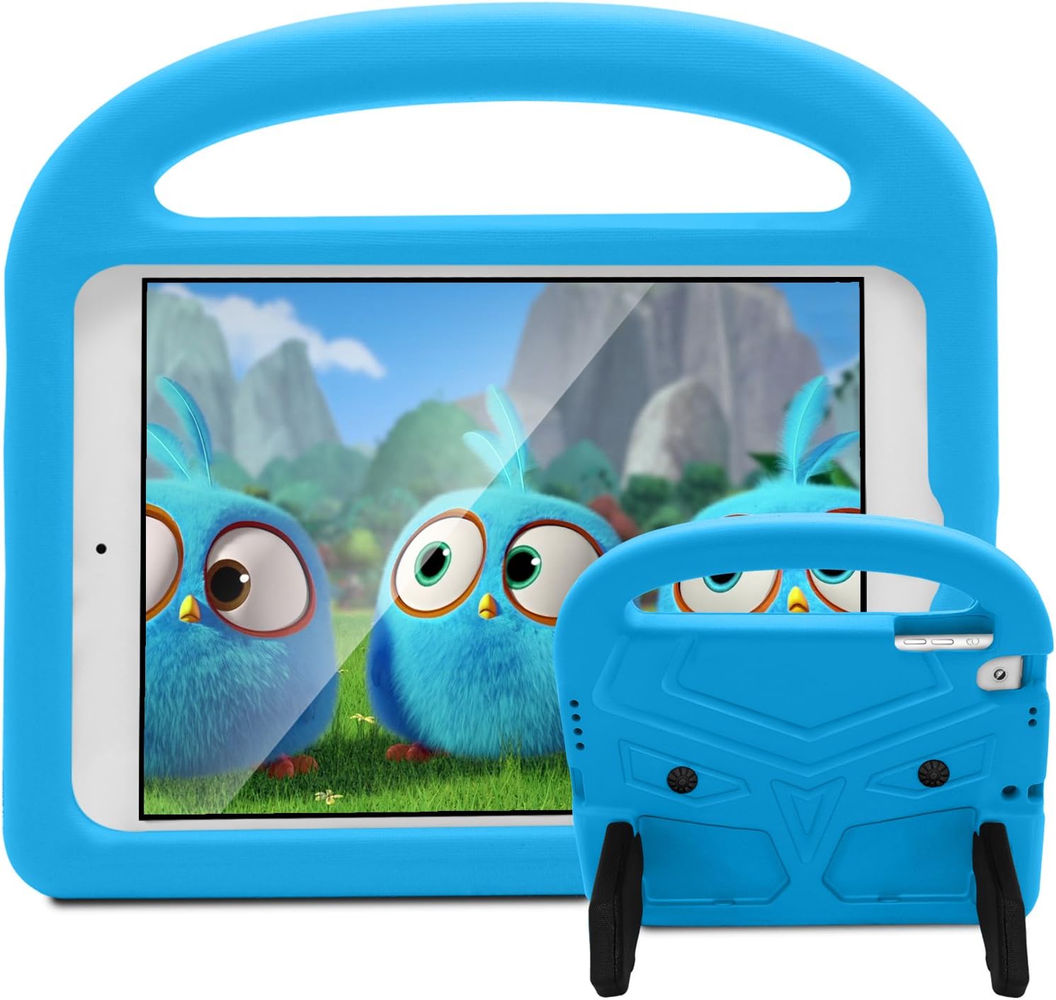 Kids Case for 7.9" iPad mini 5/Mini 4/Mini 3/Mini 2/Mini 1, Friendly Silicone Shockproof Cover with Handle Kickstand for Apple iPad mini 5th (2019), Mini 4th/ 3rd/ 2nd/1st Generation, Blue