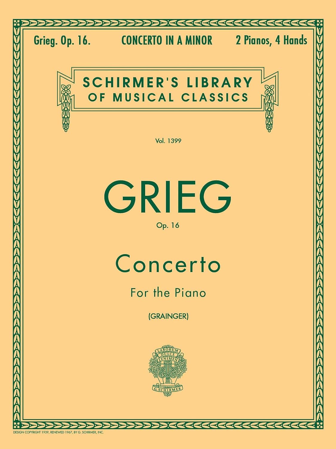 Concerto in A Minor, Op. 16: Schirmer Library of Classics Volume 1399 National Federation of Music Clubs 2024-2028 Piano Duets (Schirmer’s Library of Musical Classics)