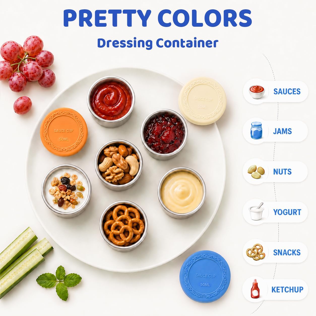 6 Pack Salad Dressing Containers to Go - 1.6 oz Reusable Stainless Steel Sauce Containers with Leakproof Silicone Lids for Lunch Bento Box, Picnic and Travel image 5