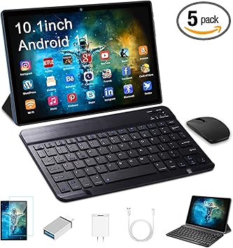 DUODUOGO 10.1" Tablet,Android 11 Tablet,S9 2in 1 Tablet with Keyboard Bundle,4+64+256GB Large Storage,GMS（Blue）