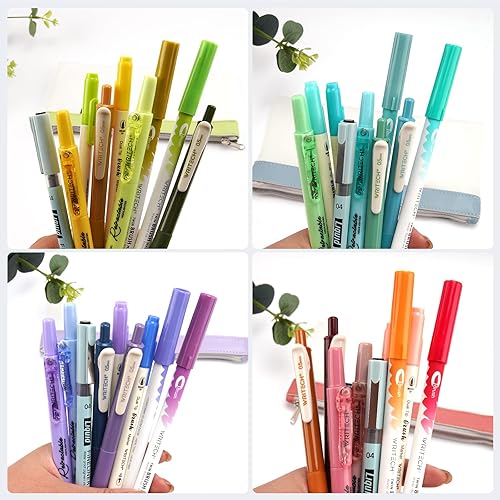 Miniatura 3 de WRITECH Kit de diario, bolígrafos de tinta de gel, resaltadores retráctiles, bolígrafos de punta doble, bolígrafos de punta fina, suministros de